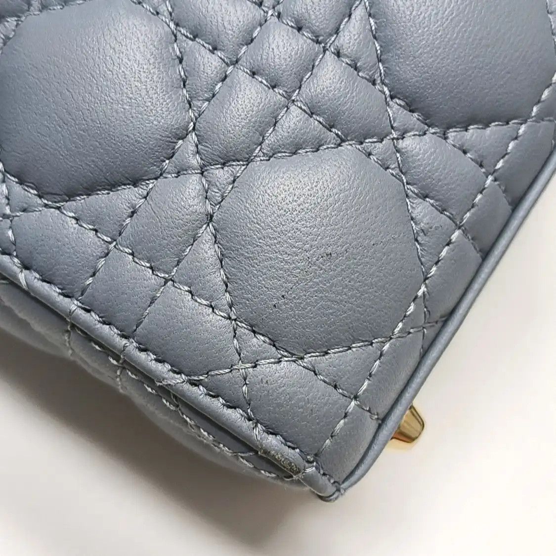Dior DIOR Lady Dior micro blue sheepskin rattan plaid quilted Lady bag shoulder bag g Size ONE SIZE - 9 Thumbnail