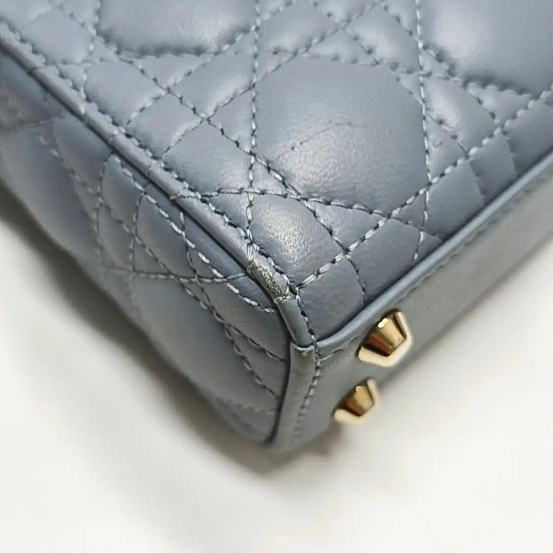Dior DIOR Lady Dior micro blue sheepskin rattan plaid quilted Lady bag shoulder bag g Size ONE SIZE - 10 Thumbnail