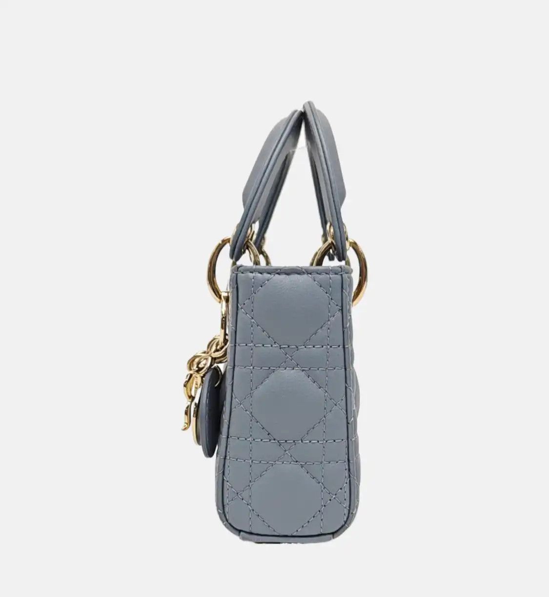 Dior DIOR Lady Dior micro blue sheepskin rattan plaid quilted Lady bag shoulder bag g Size ONE SIZE - 3 Thumbnail