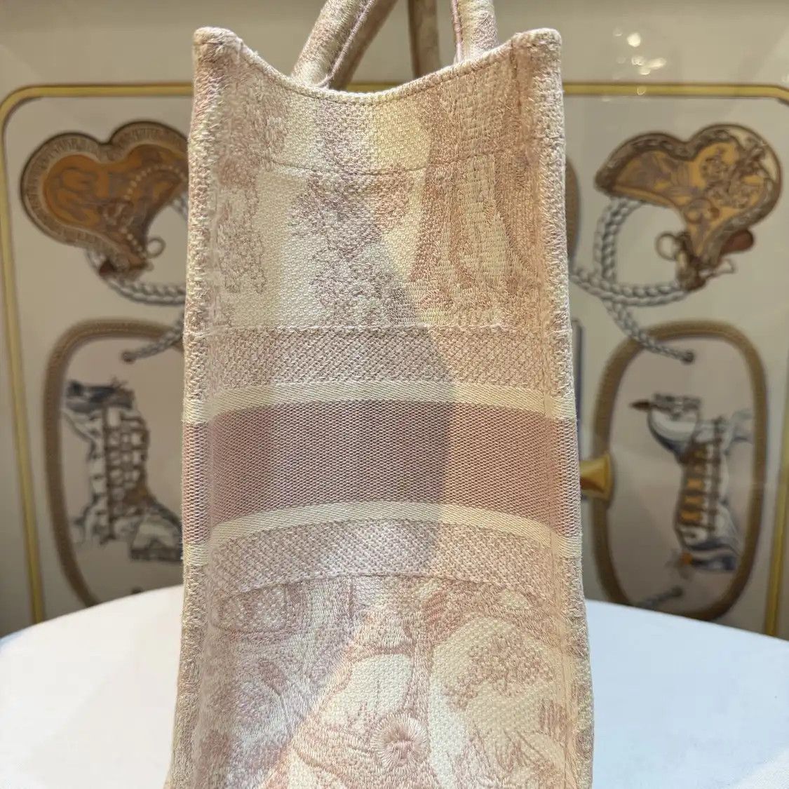 Dior DIOR Book Tote Medium pink canvas embroidery jacquard handbag Size ONE SIZE - 6 Thumbnail