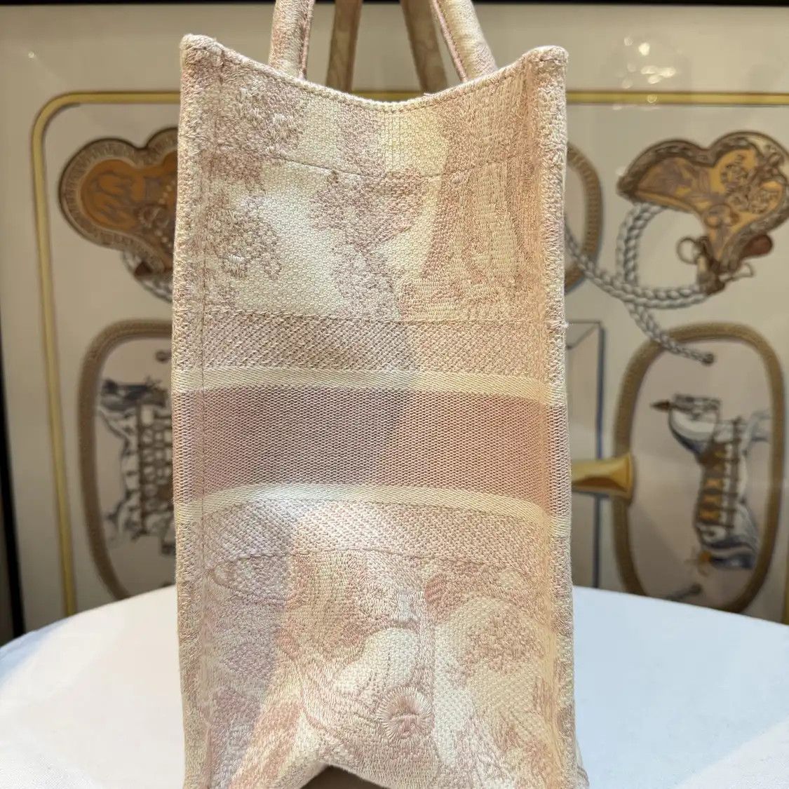 Dior DIOR Book Tote Medium pink canvas embroidery jacquard handbag Size ONE SIZE - 7 Thumbnail