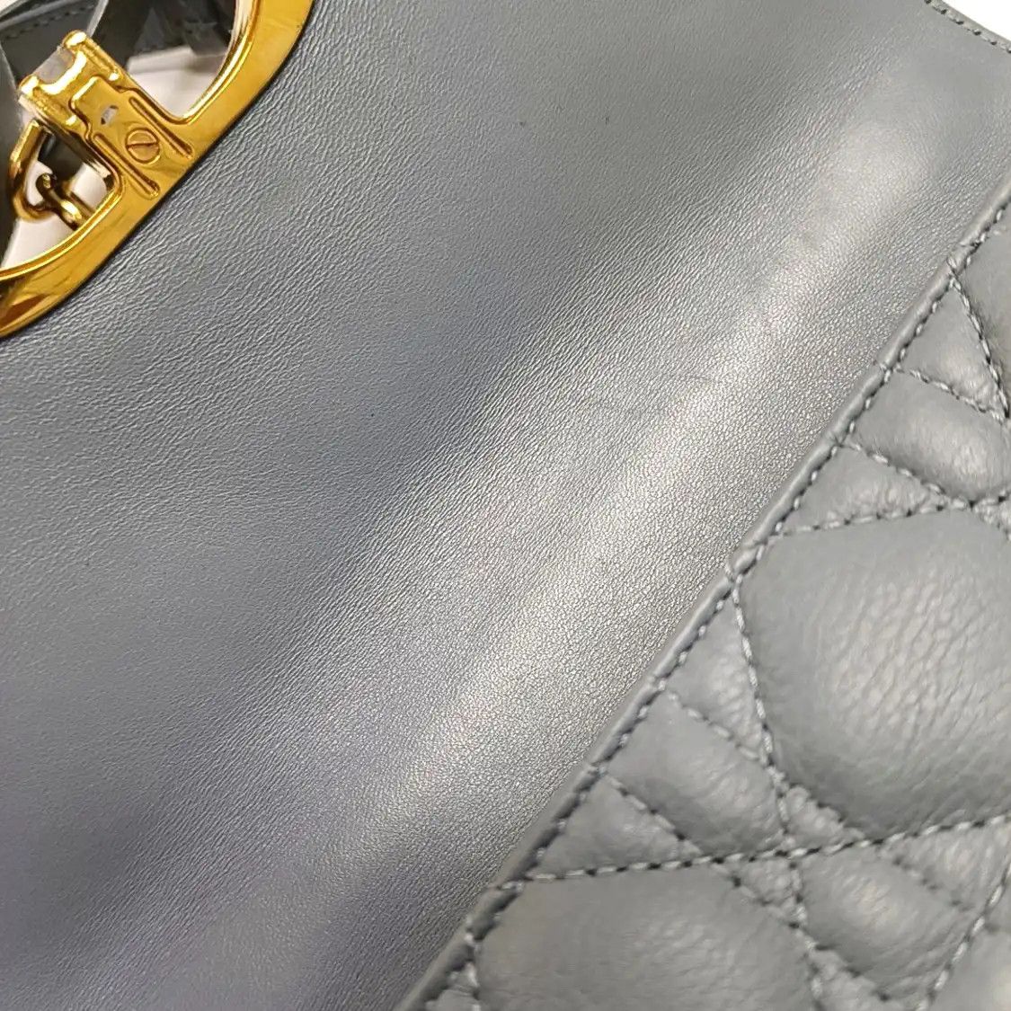 Dior DIOR Caro Small blue cowhide leather quilted flap bag chain bag shoulder gold ha Size ONE SIZE - 8 Thumbnail