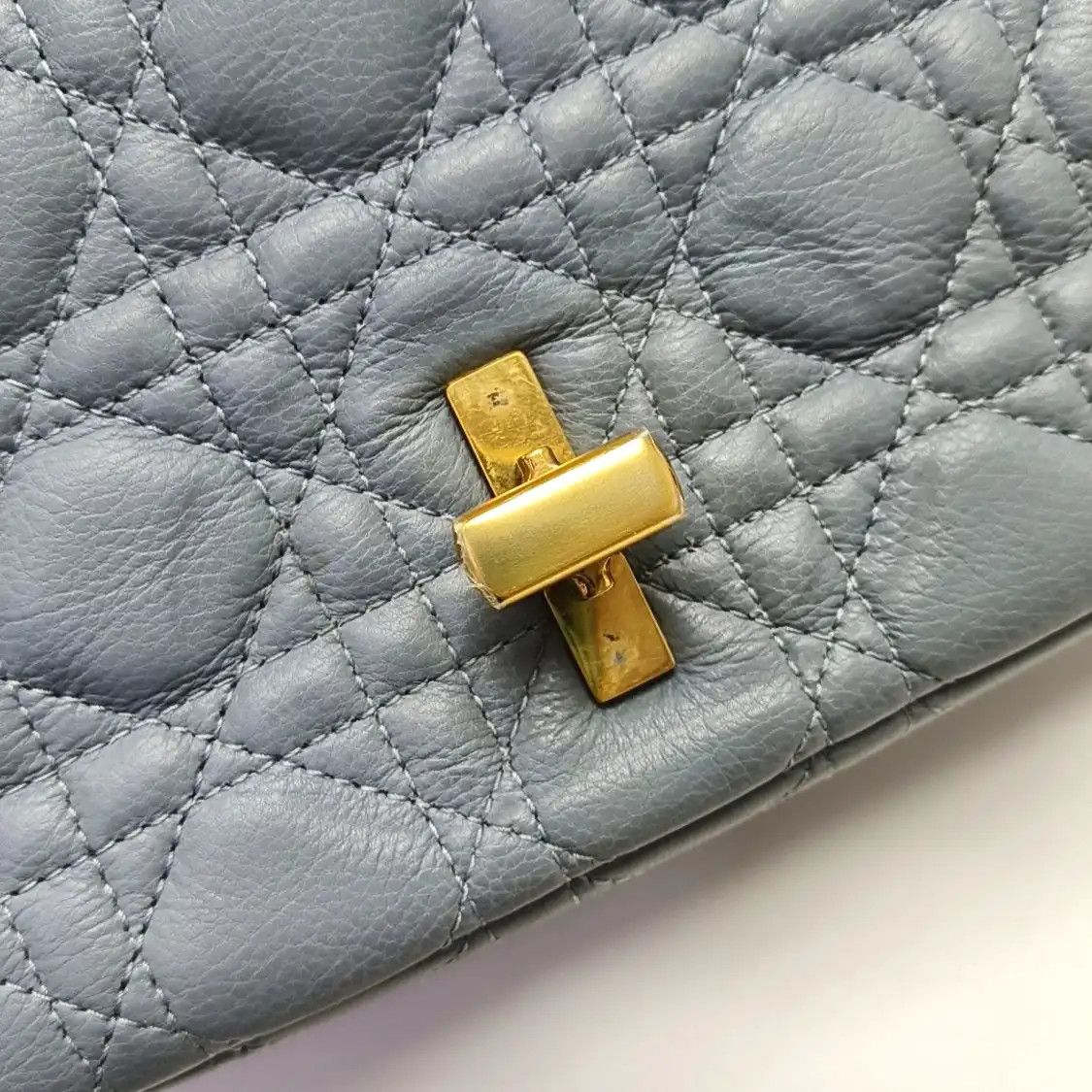 Dior DIOR Caro Small blue cowhide leather quilted flap bag chain bag shoulder gold ha Size ONE SIZE - 9 Thumbnail