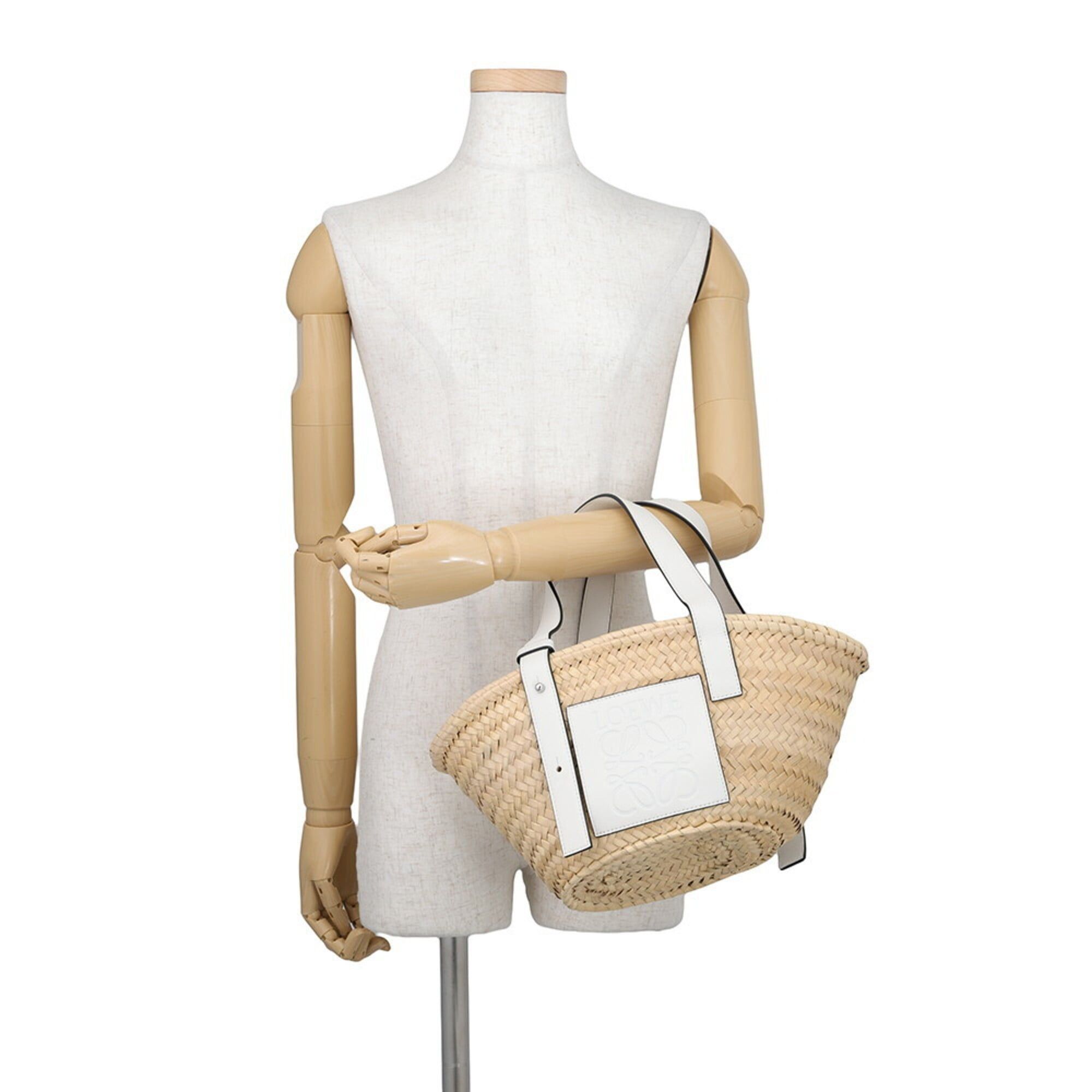 Loewe Loewe handbag, basket bag, small, palm leaf, calfskin, A223S93X04, LOEWE white, Size ONE SIZE - 4 Thumbnail