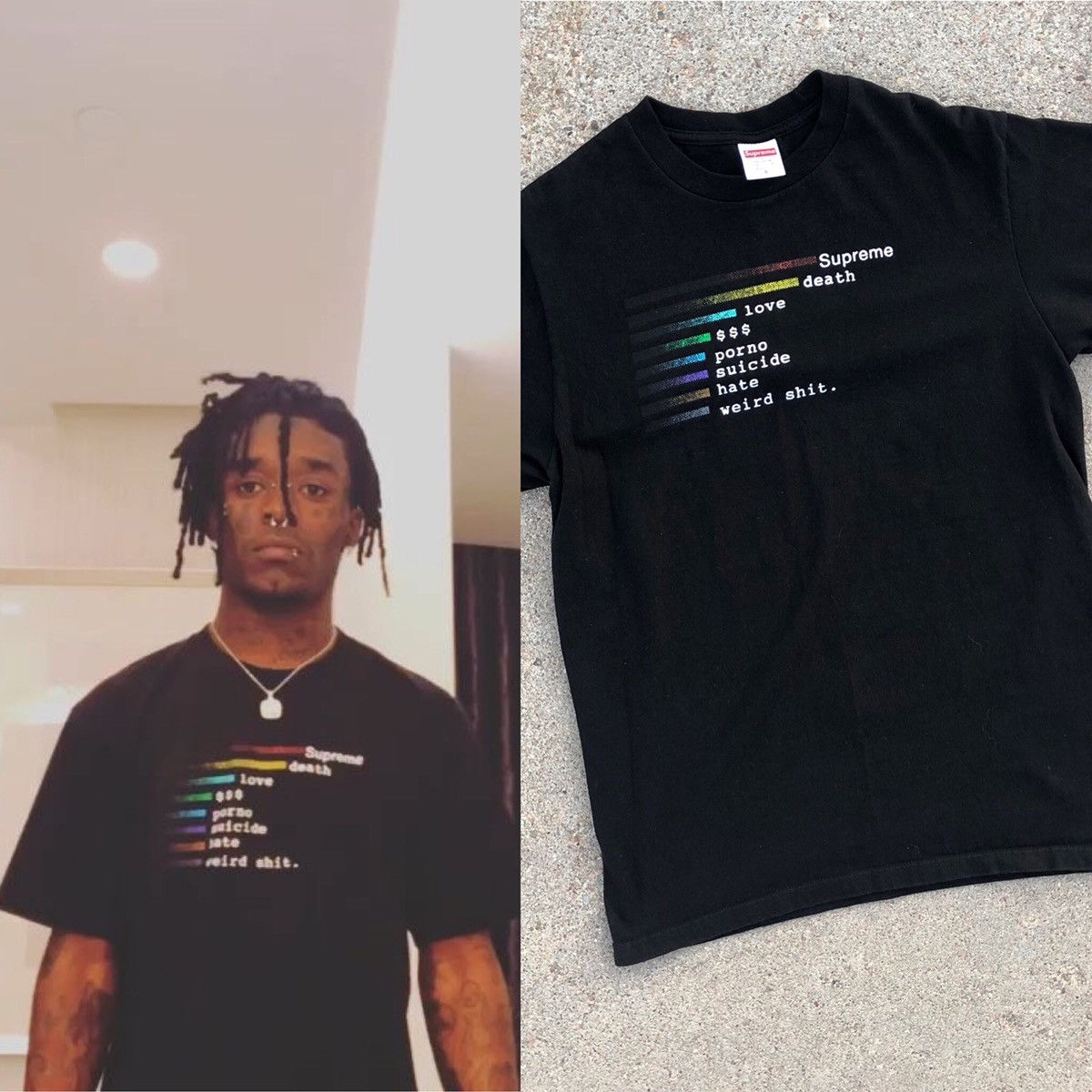 Supreme chart tee black sales