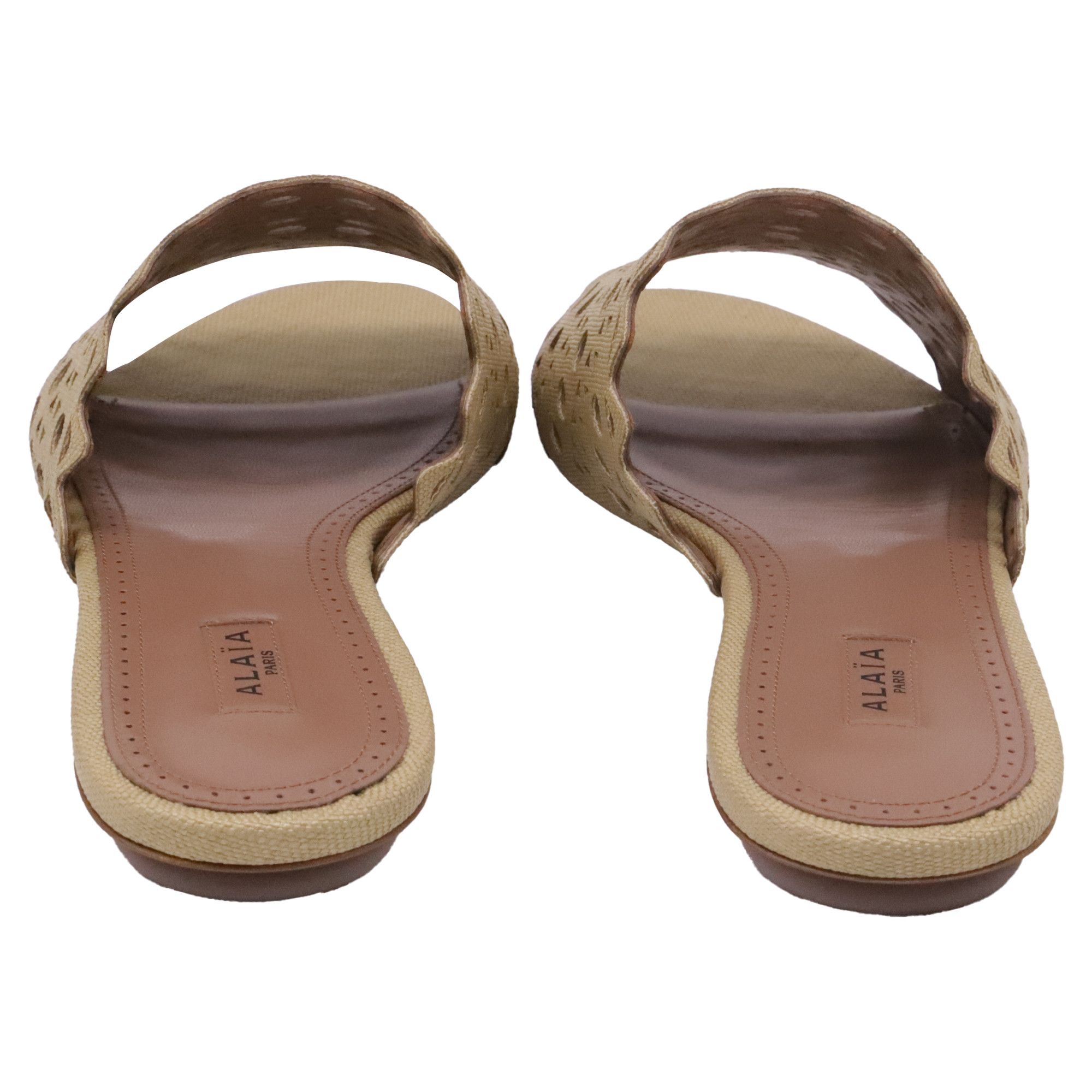 Alaia Alaïa Laser-cut Flat Sandals in Khaki Leather Size US 9 / IT 39 - 5 Thumbnail