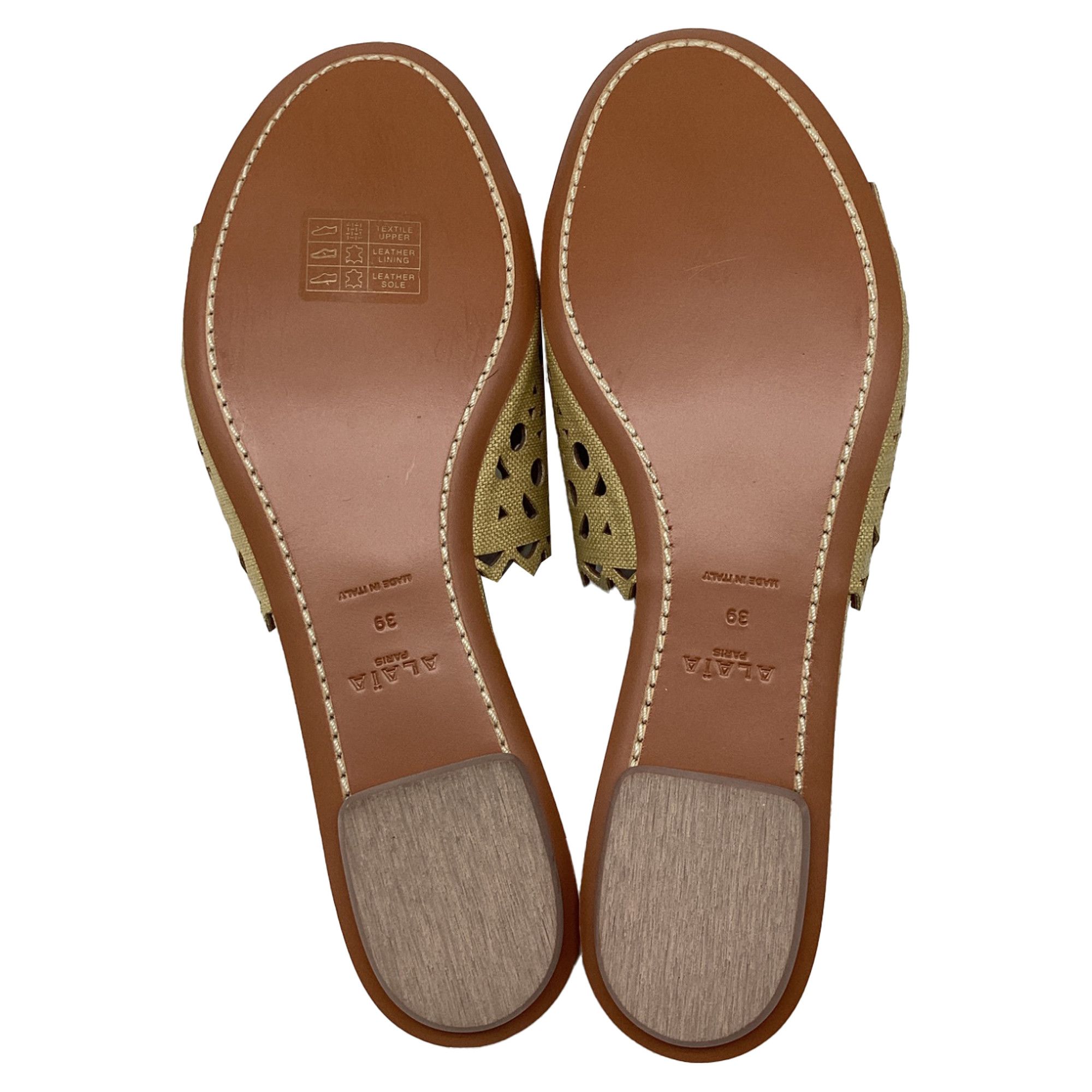Alaia Alaïa Laser-cut Flat Sandals in Khaki Leather Size US 9 / IT 39 - 8 Thumbnail