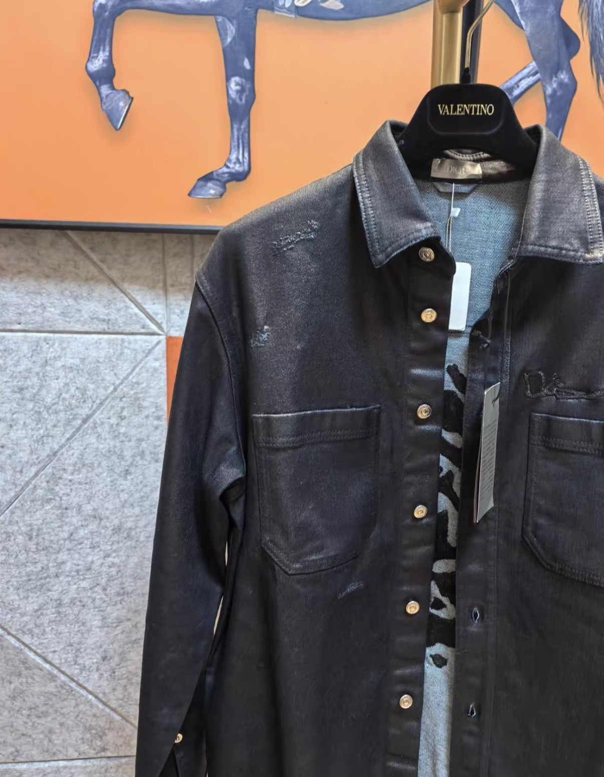 Valentino Black Embroidered Denim Shirt Jacket Size US S / EU 44-46 / 1 - 2 Thumbnail