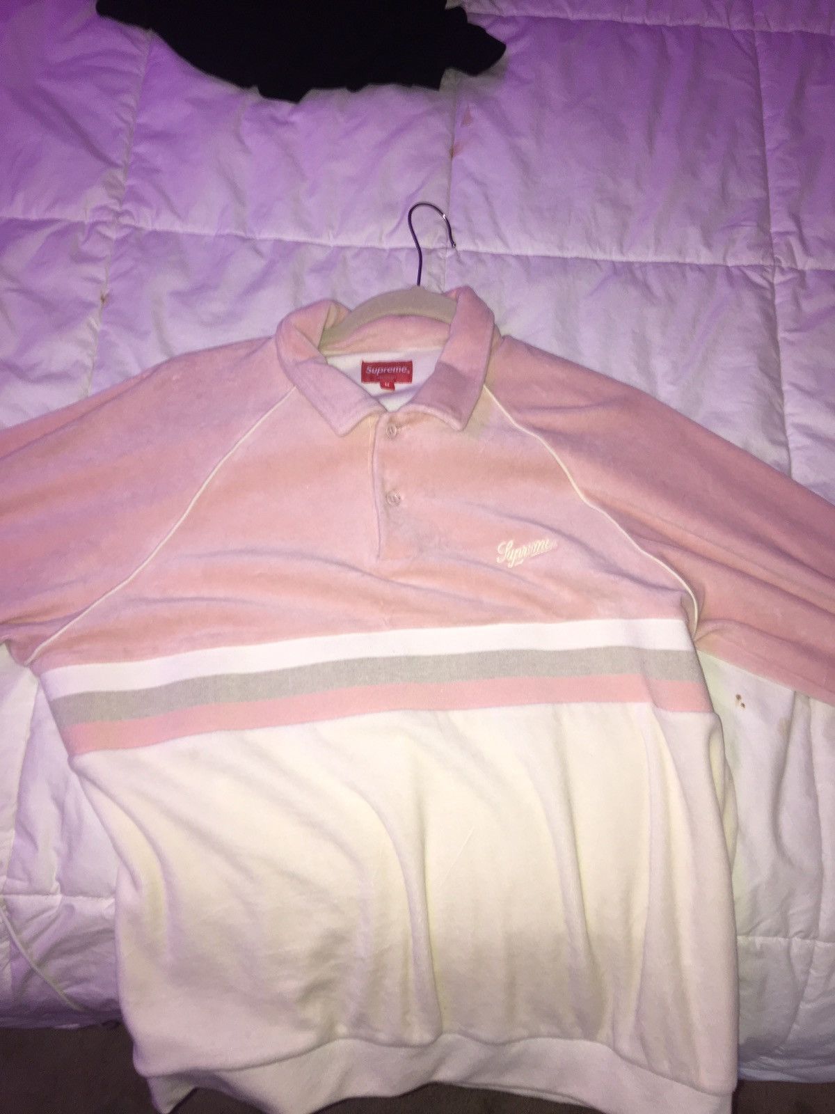 Supreme velour long sleeve polo