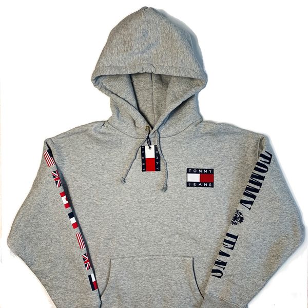 Tommy Hilfiger Tommy Jeans 90s Capsule Flags Grey Hoodie Grailed