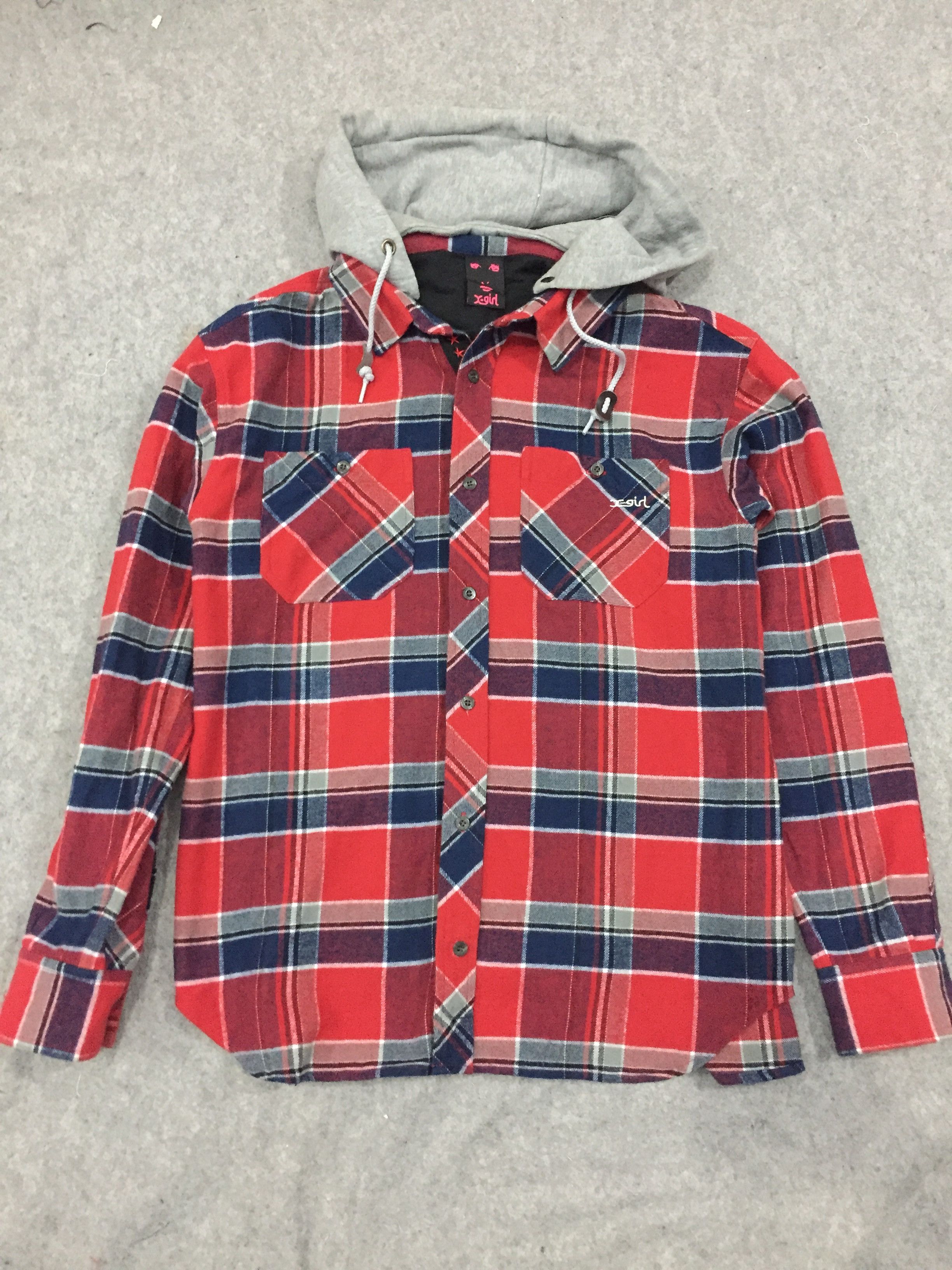 Japanese Brand x-girl flannel hoodie shirt japan Size US M / EU 48-50 / 2 - 1 Thumbnail