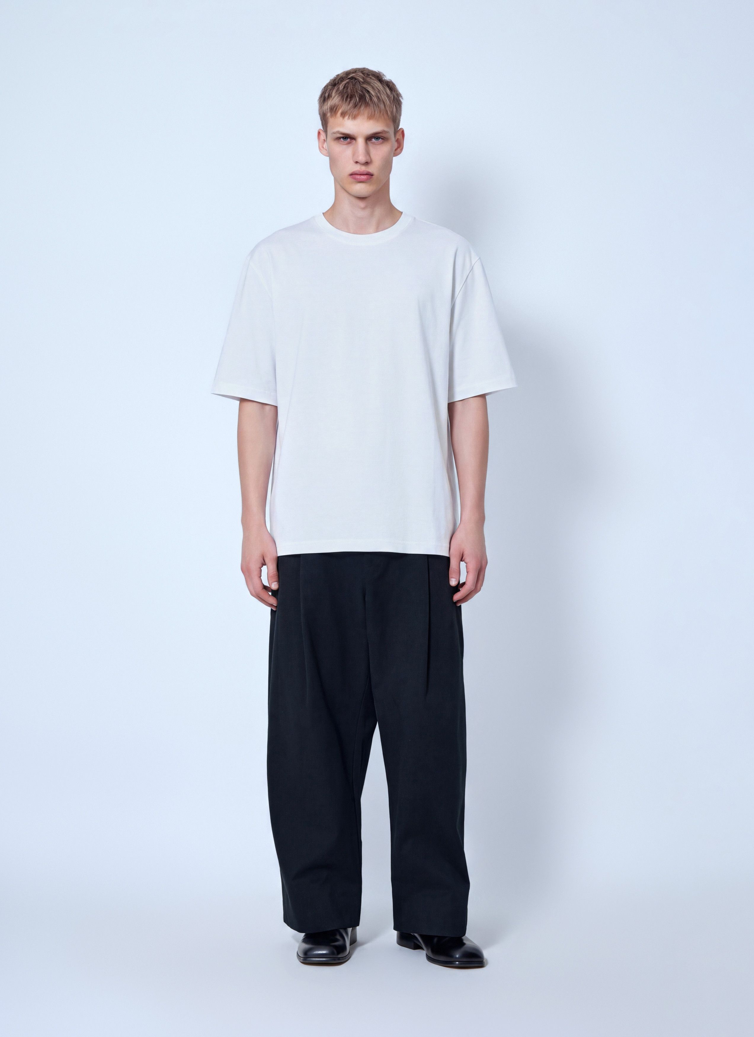 Studio Nicholson Lay Branded Boxy Fit T-Shirt in White, Men's — image 2 of 6