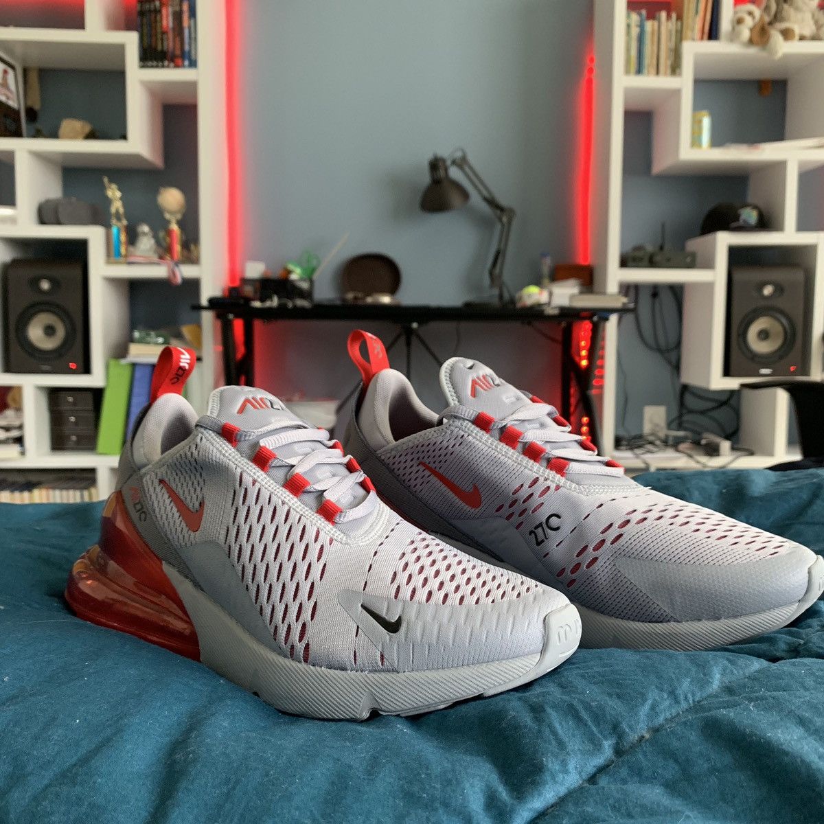 Nike Nike Air Max 270 Liquid Metal Wolf Grey Red AH8050 018 8.5 Grailed