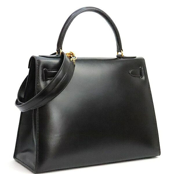 Hermes HERMES Vintage Kelly 28 Boxcalf Black GHW Handbag Size ONE SIZE - 2 Thumbnail