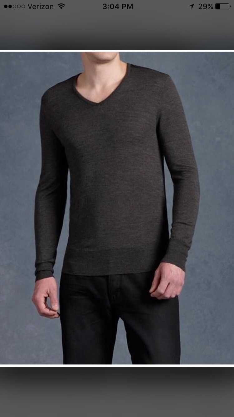 John Varvatos V Neck Sweater With Mixed Back Size US M / EU 48-50 / 2 - 1 Thumbnail