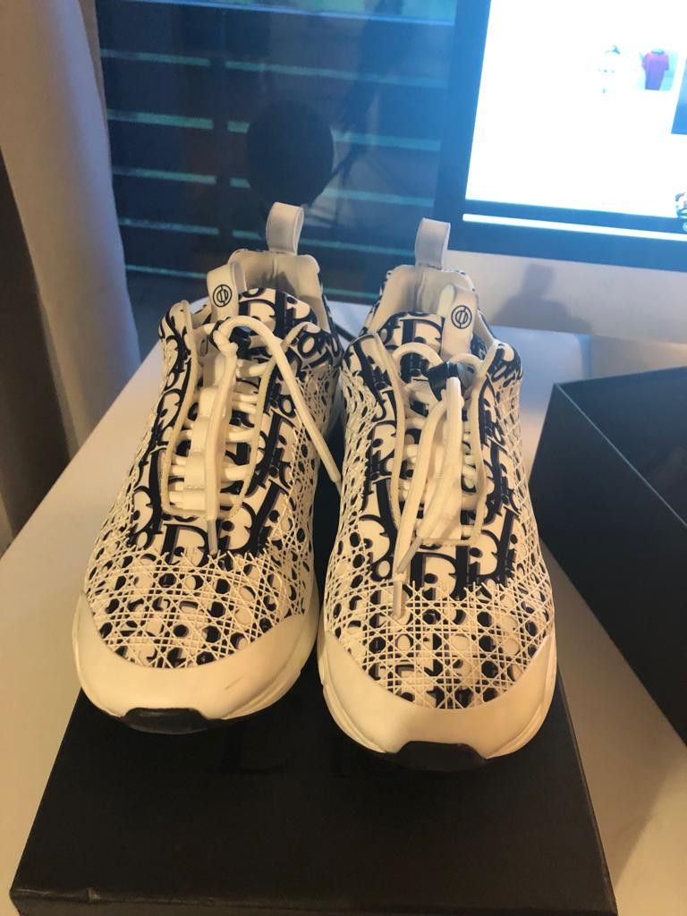 Athletic Shoes Dior B24 Oblique Cannage Motif Black White Dior