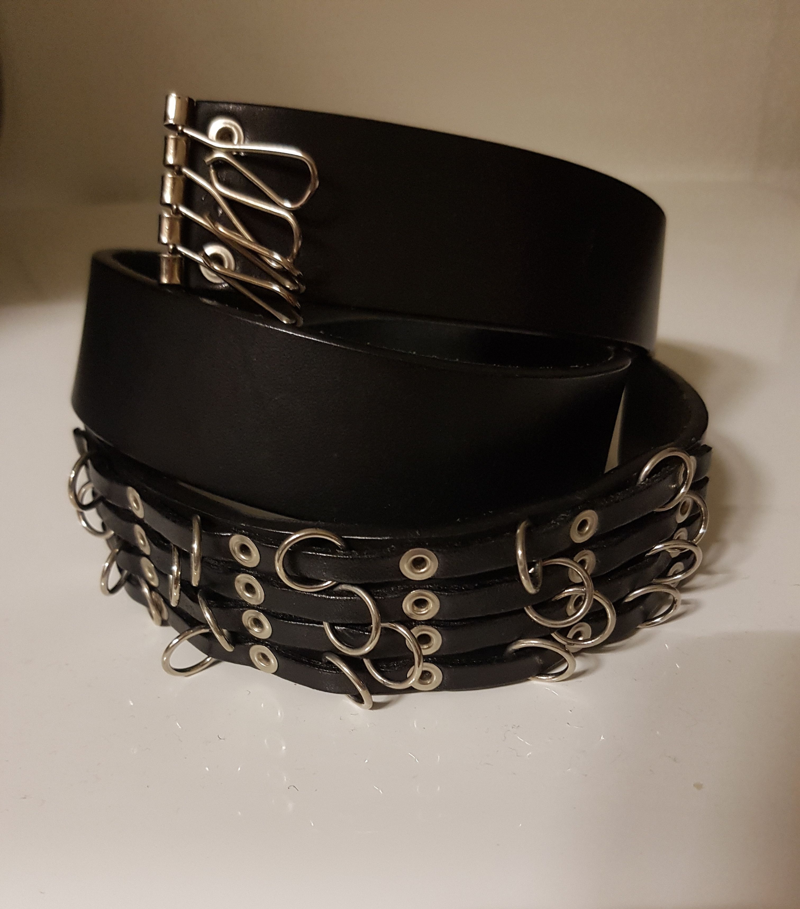 Dior Dior HOMME - SS/03 Follow Me Black Leather Grommet Belt