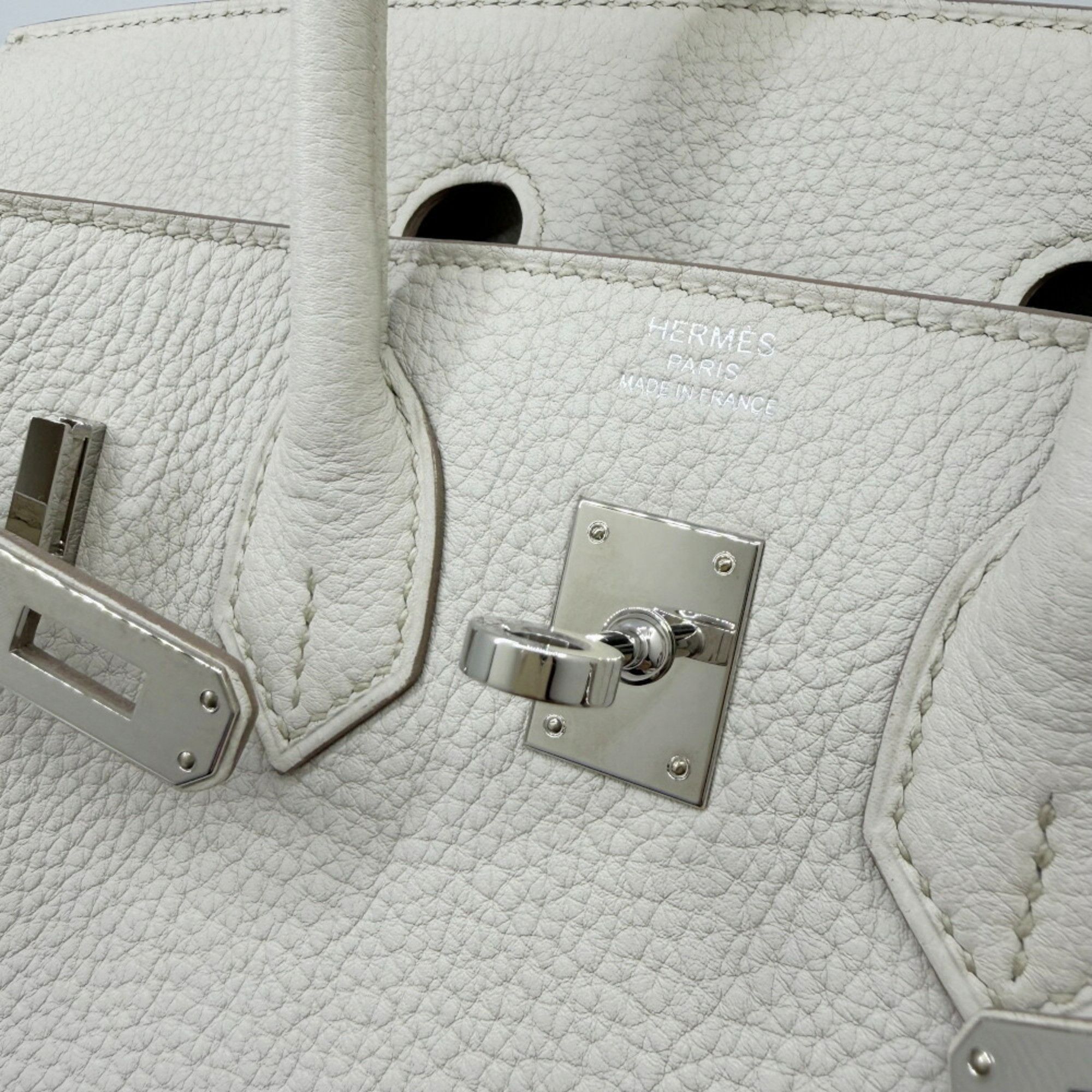 Hermes HERMES Birkin 25 Togo Leather Handbag with W Stamp, Ivory/Light Gray, for Women and Men Size ONE SIZE - 9 Thumbnail