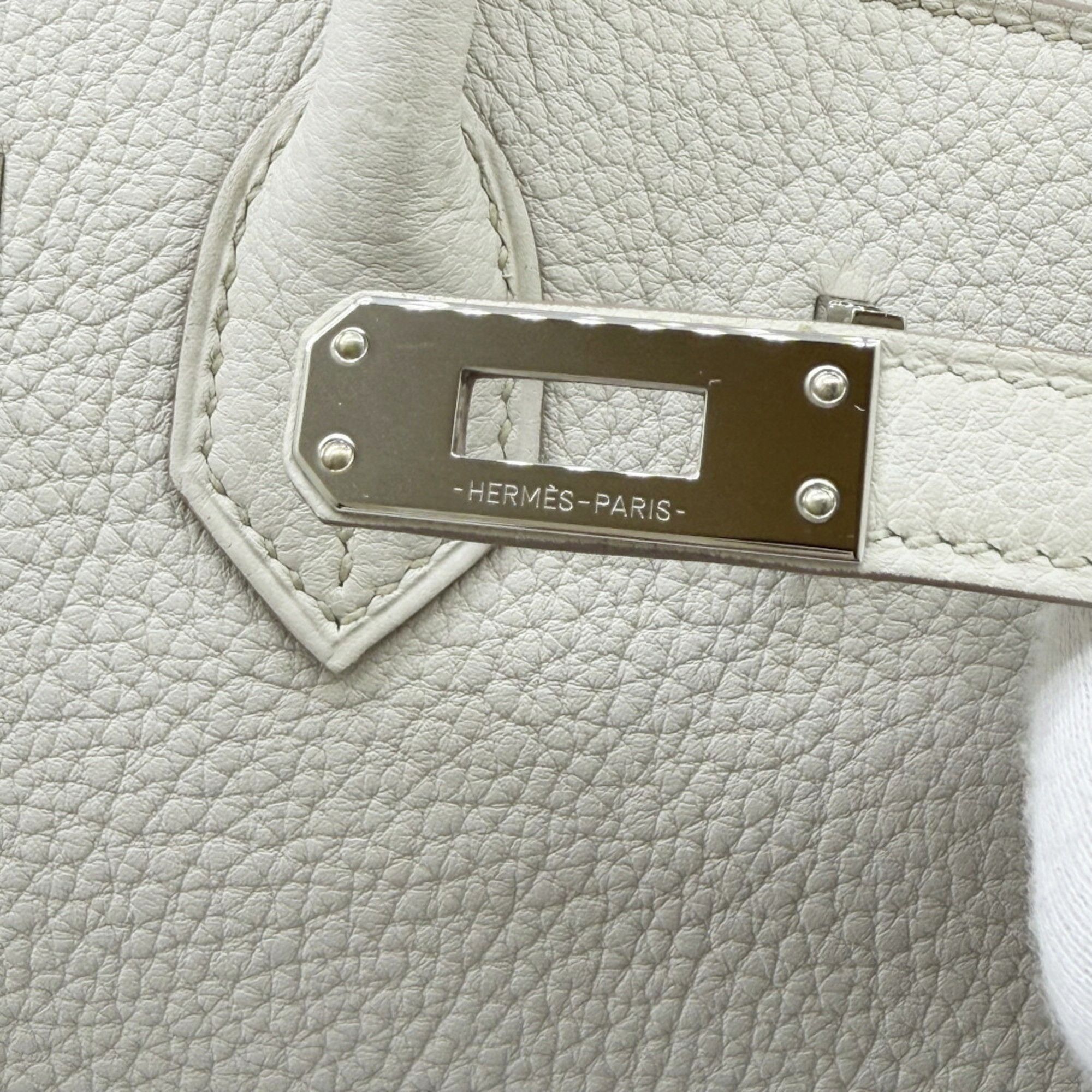 Hermes HERMES Birkin 25 Togo Leather Handbag with W Stamp, Ivory/Light Gray, for Women and Men Size ONE SIZE - 10 Thumbnail