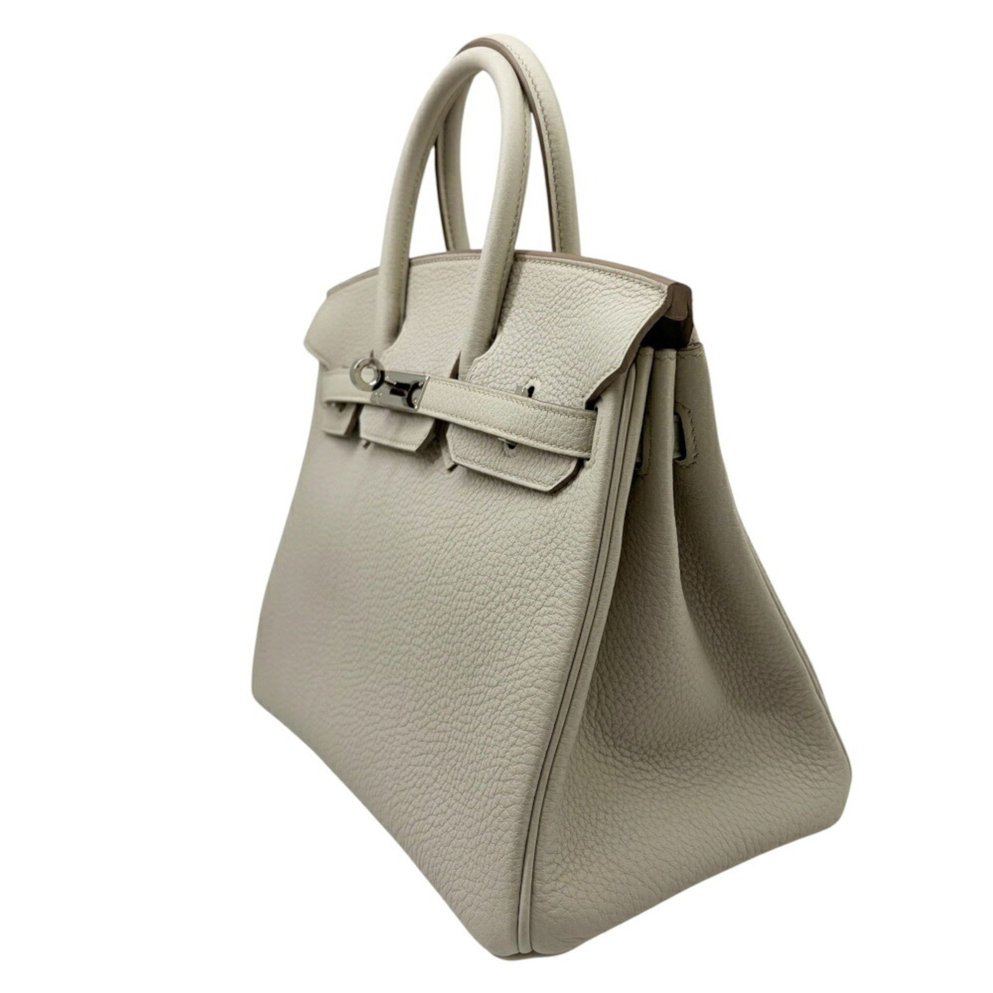 Hermes HERMES Birkin 25 Togo Leather Handbag with W Stamp, Ivory/Light Gray, for Women and Men Size ONE SIZE - 4 Thumbnail