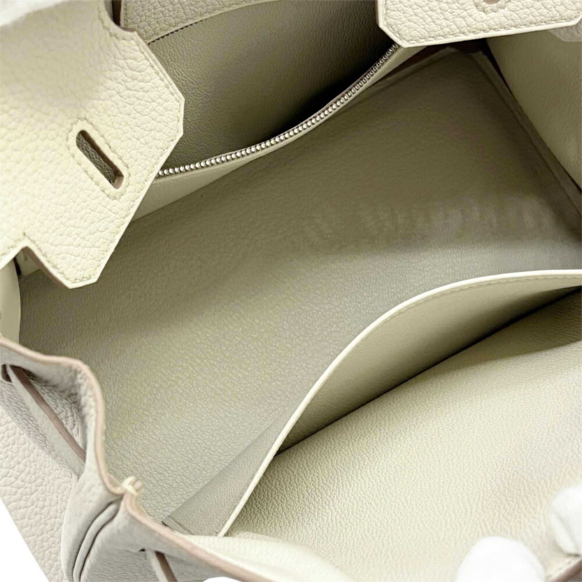 Hermes HERMES Birkin 25 Togo Leather Handbag with W Stamp, Ivory/Light Gray, for Women and Men Size ONE SIZE - 12 Thumbnail