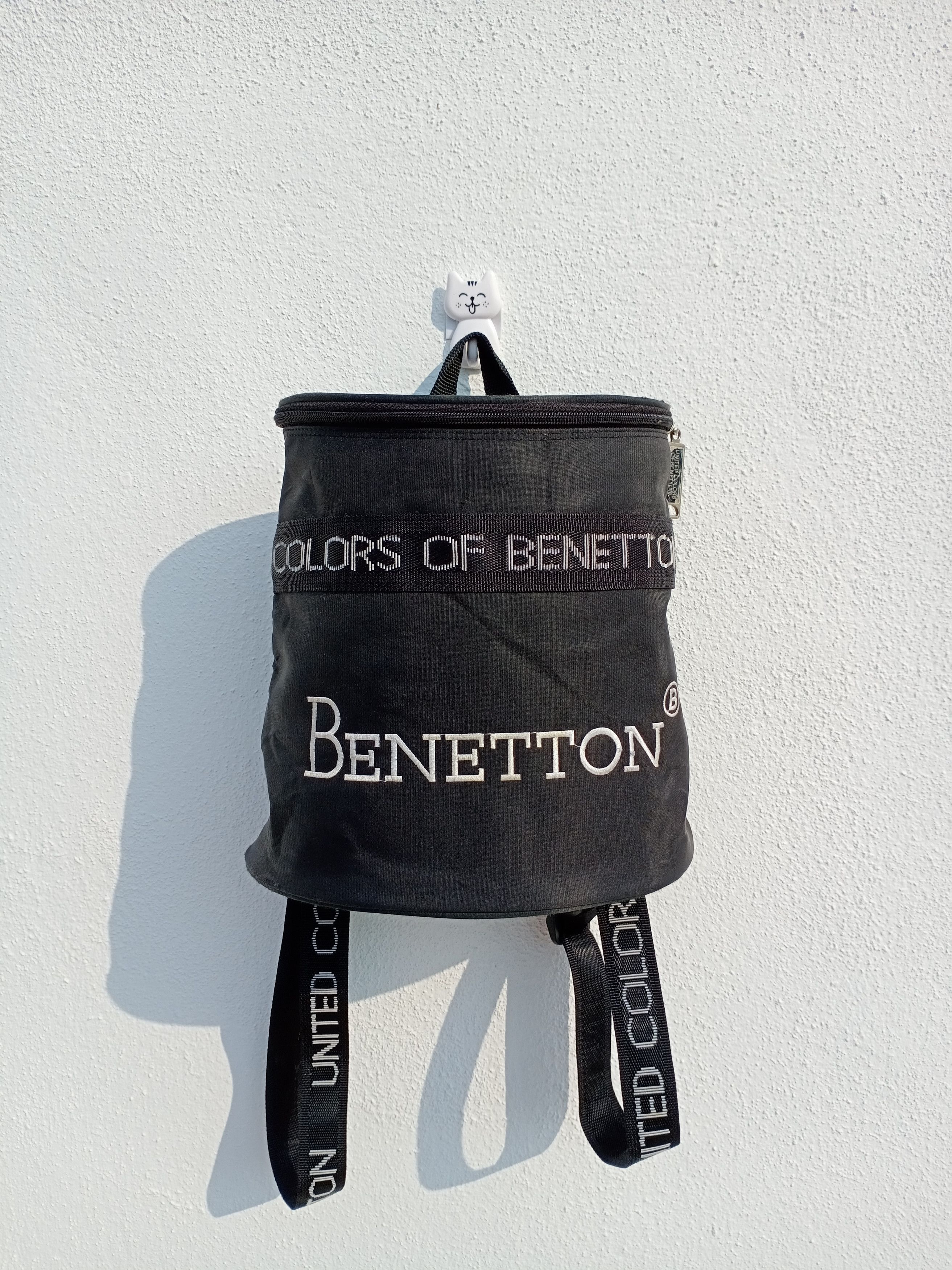 Vintage U.C. Of Benetton Color Block Small Backpack, Silver Hardware, Heavy, EUC Vintage 90s Benetton Colorblock Nylon Backpack, Crossbody  main image 2