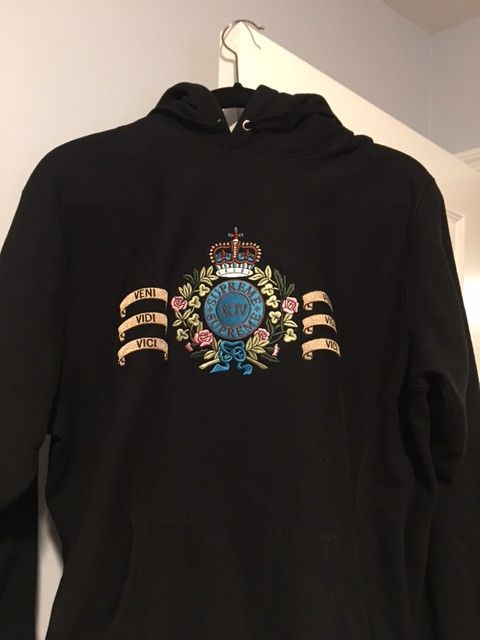 Supreme Embroidered Crest Hoodie Large Black