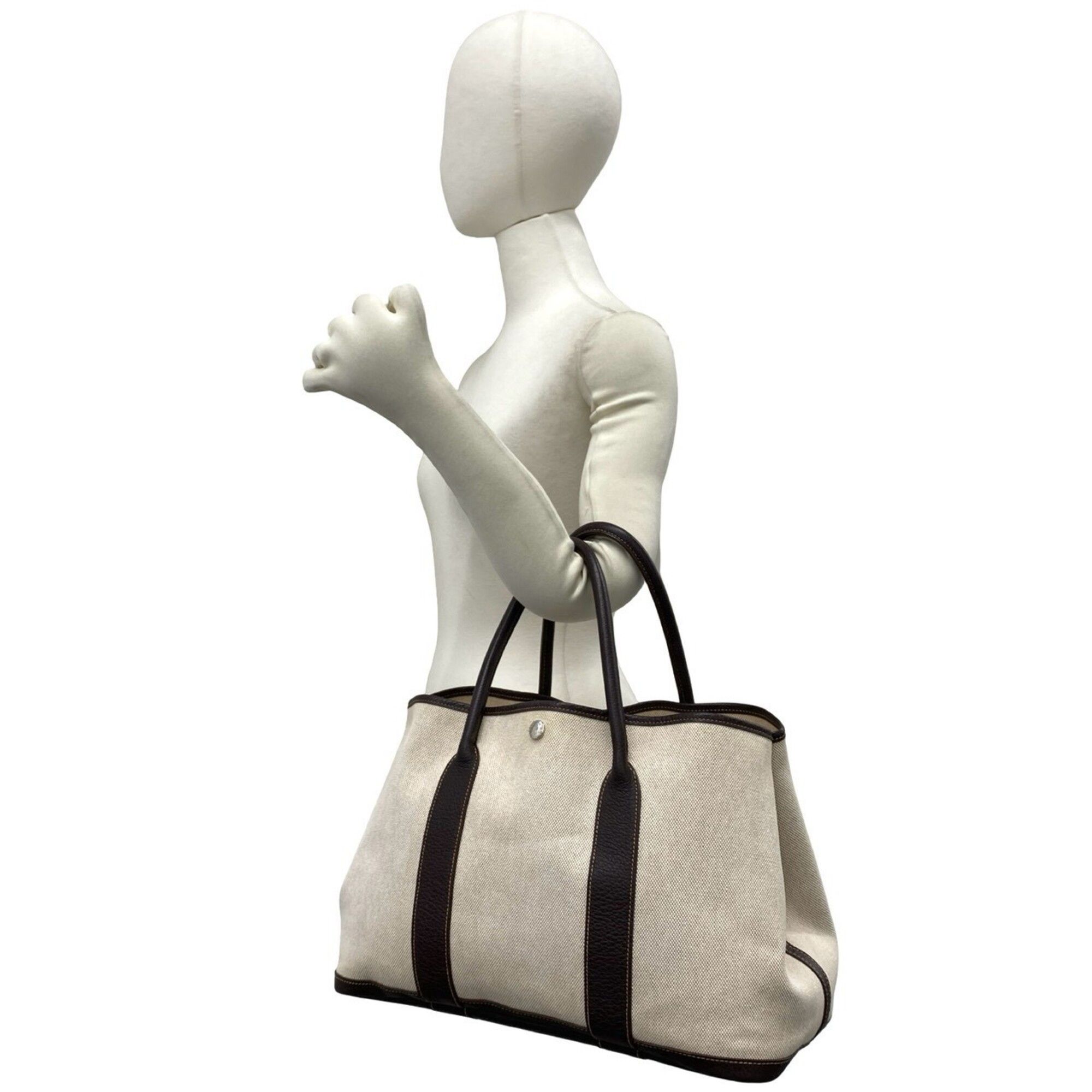 Hermes HERMES Garden Party Toile H Buffle Handbag Tote Bag Nicotine 354-5 Size ONE SIZE - 2 Thumbnail