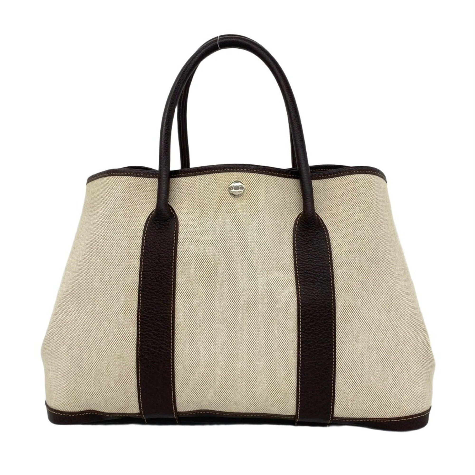 Hermes HERMES Garden Party Toile H Buffle Handbag Tote Bag Nicotine 354-5 Size ONE SIZE - 3 Thumbnail