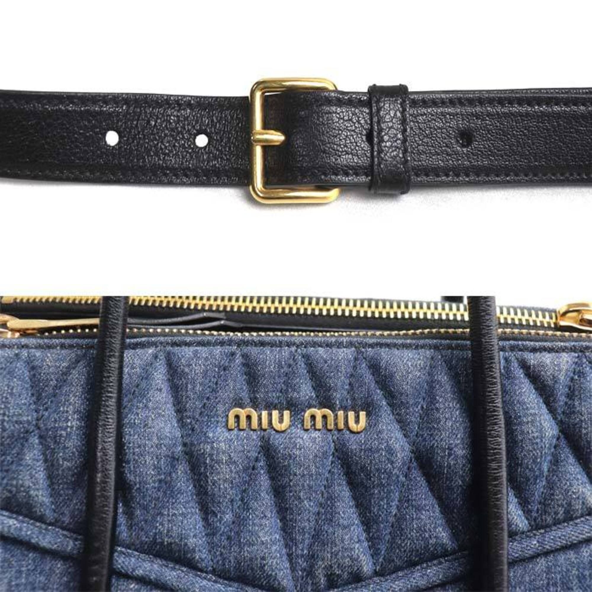 Miu Miu Miu Miu MIUMIU denim biker handbag, blue, RN1031, women's. Size ONE SIZE - 5 Thumbnail