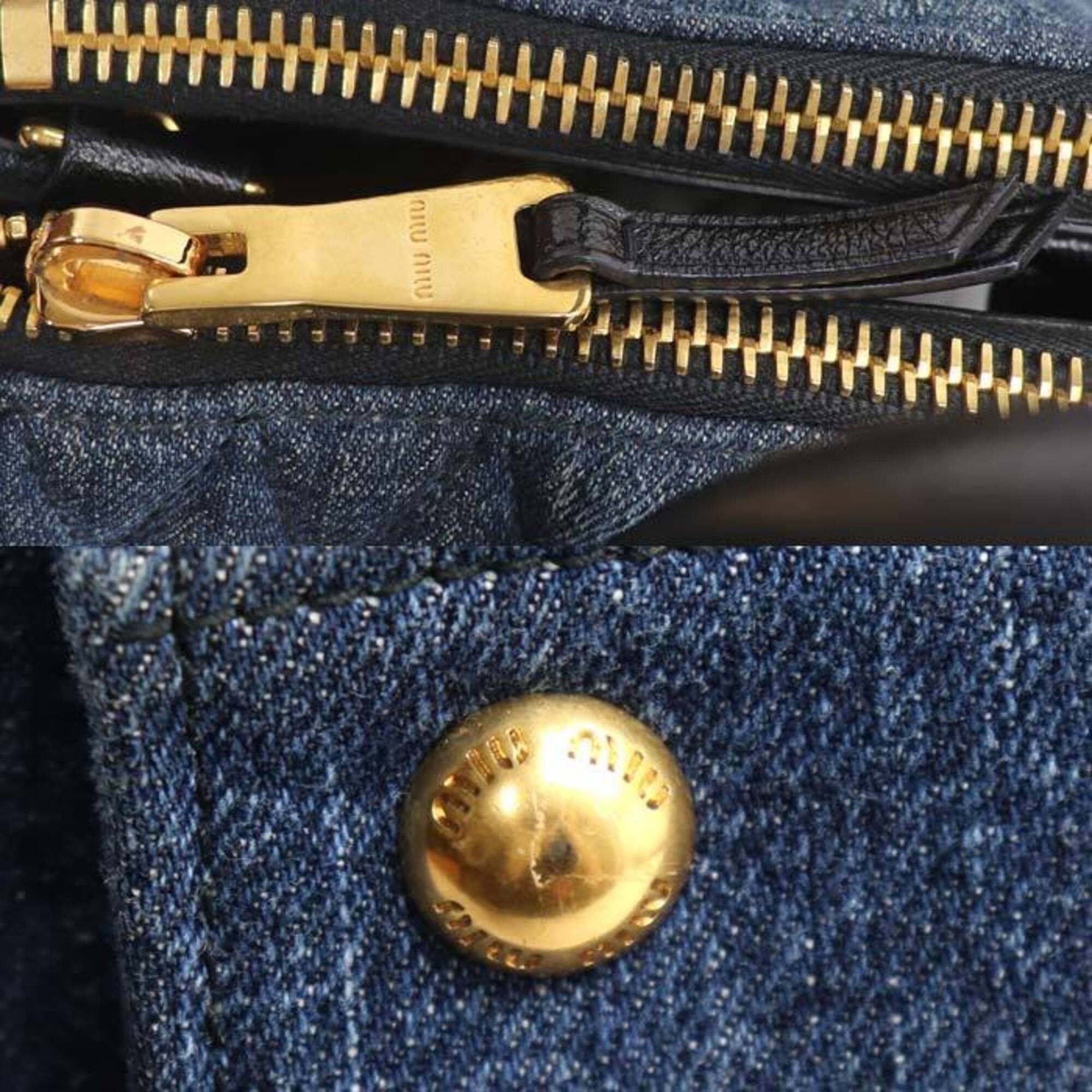 Miu Miu Miu Miu MIUMIU denim biker handbag, blue, RN1031, women's. Size ONE SIZE - 6 Thumbnail