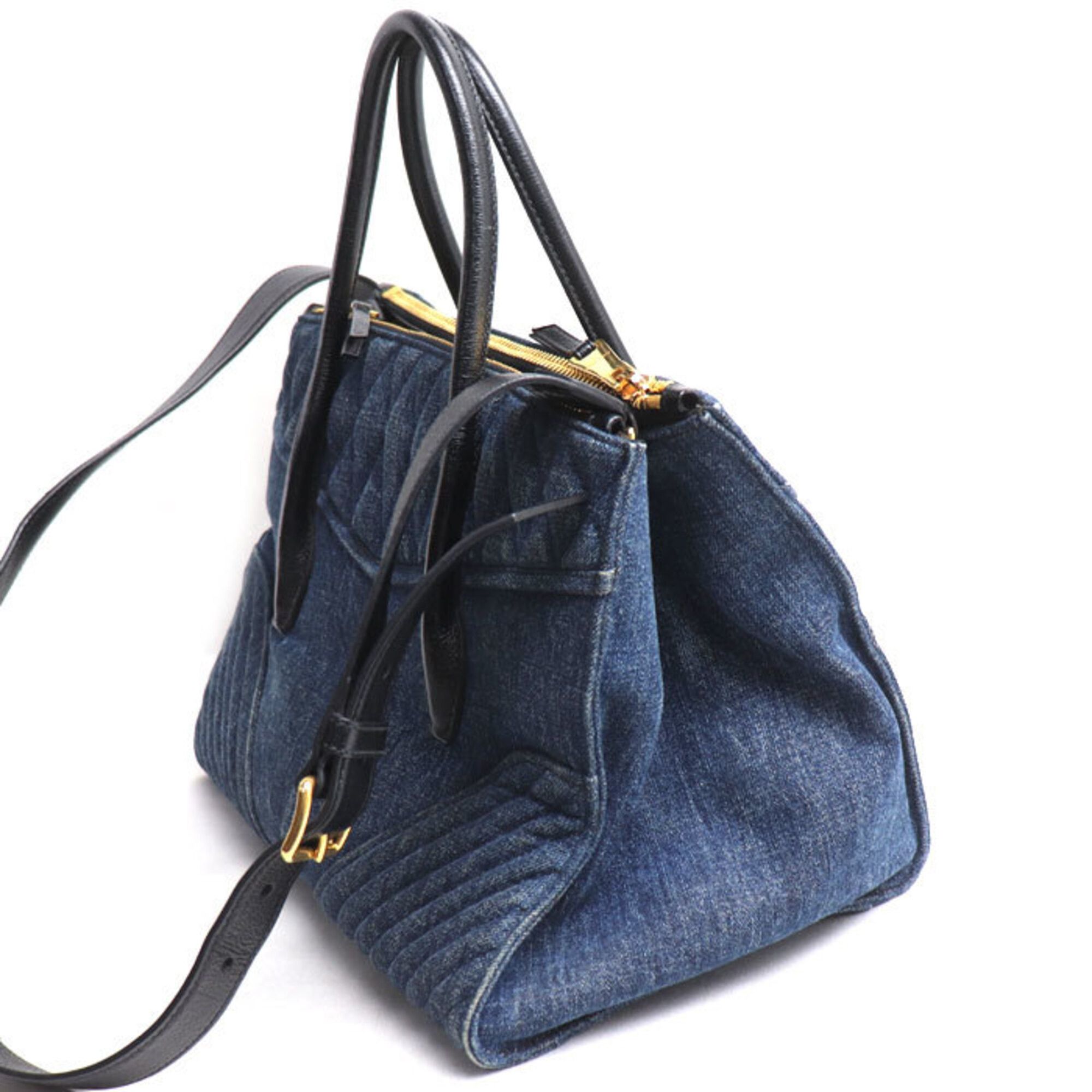 Miu Miu Miu Miu MIUMIU denim biker handbag, blue, RN1031, women's. Size ONE SIZE - 2 Thumbnail