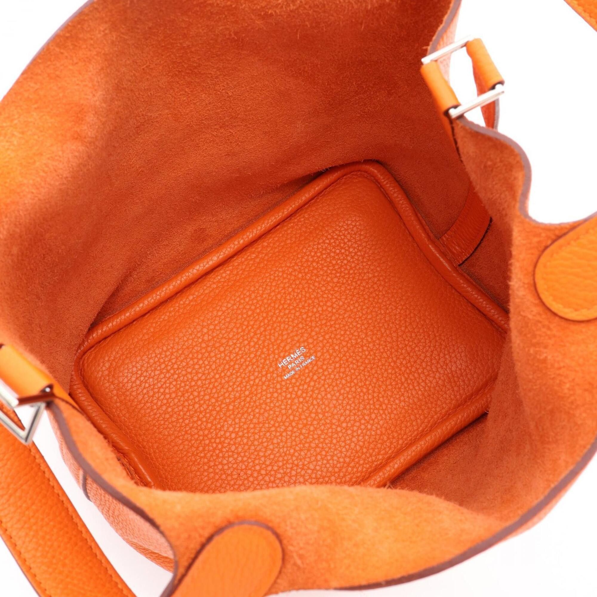 Hermes Hermes Picotin PM Handbag, Leather, Taurillon Clemence Women's, Orange Size ONE SIZE - 3 Thumbnail
