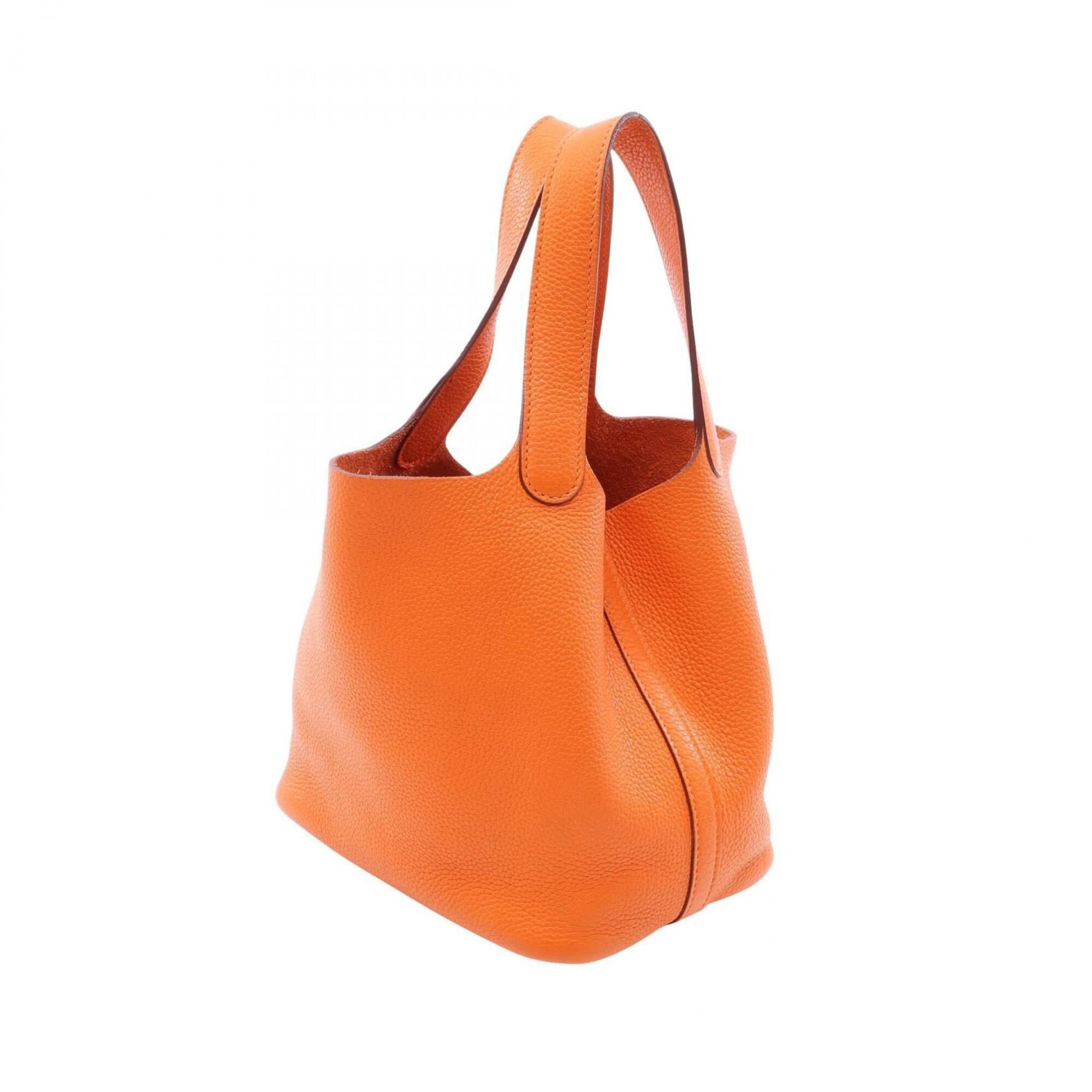 Hermes Hermes Picotin PM Handbag, Leather, Taurillon Clemence Women's, Orange Size ONE SIZE - 2 Thumbnail