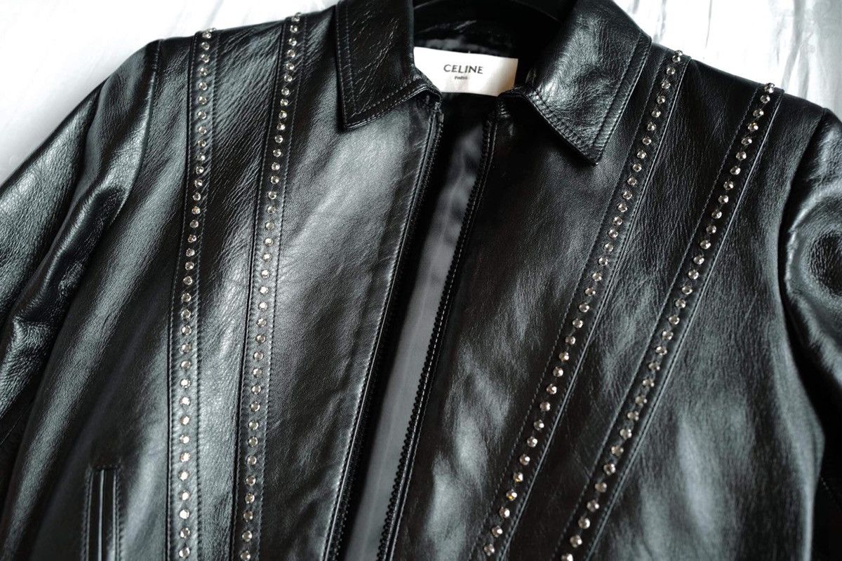 Celine × Hedi Slimane 19SS Rhinestones Leather Jacket sz44