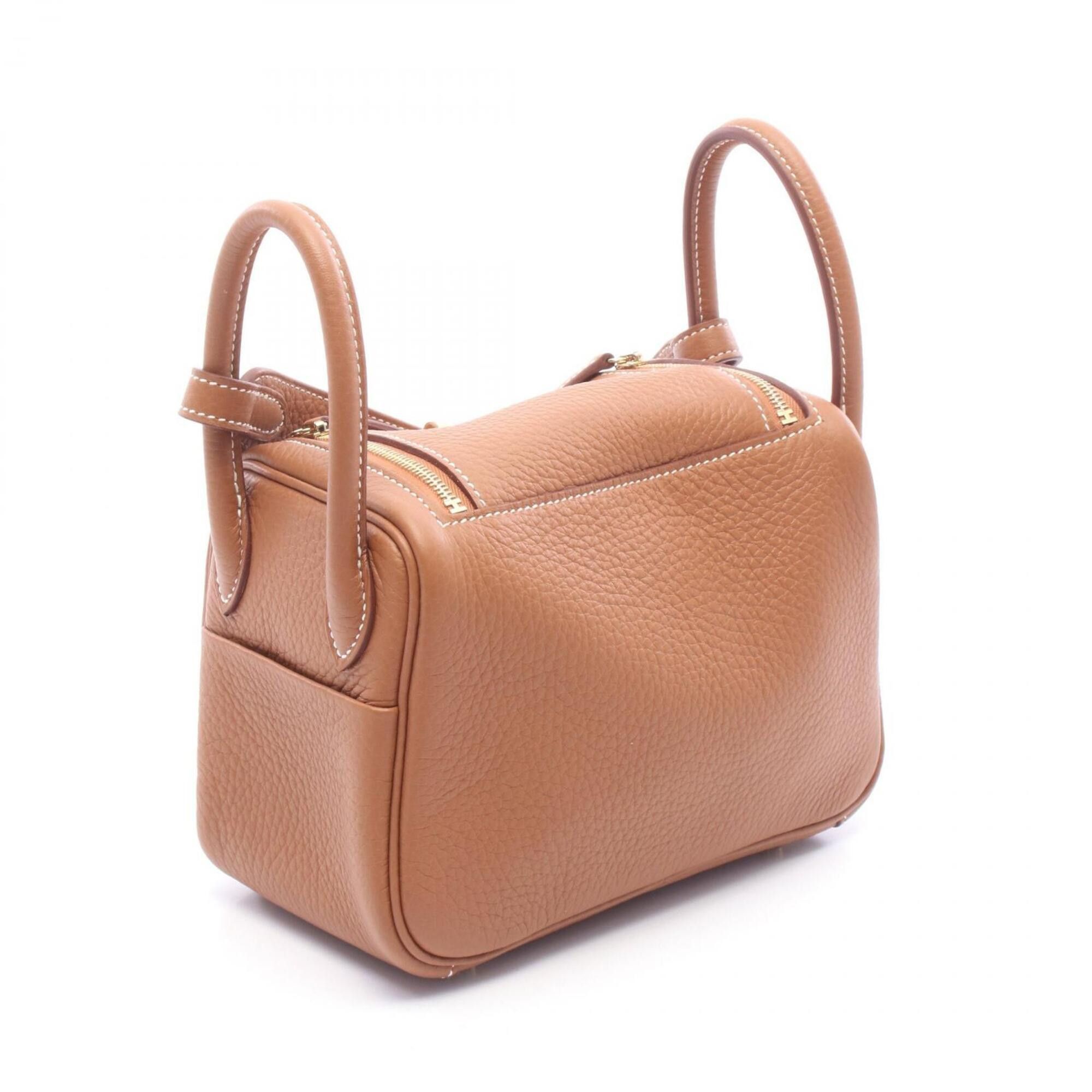 Hermes Hermes Lindy Mini Gold Shoulder Bag/Handbag, Taurillon Clemence Leather, Women's, Brown Tones Size ONE SIZE - 2 Thumbnail