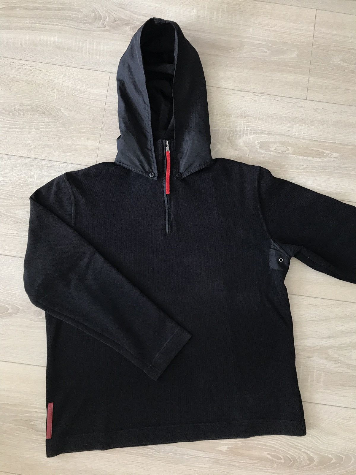 Prada Logo-Appliqué Zip-Up Hoodie - Black | Editorialist