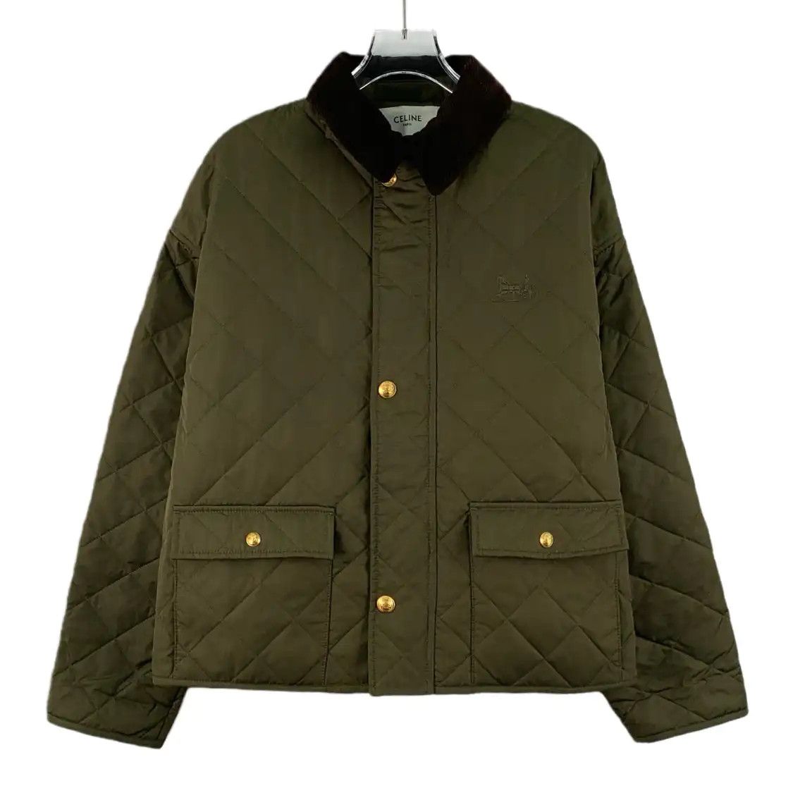 Celine Xs Size Olive Green Polyester Women's Padded Coat Down Jackets, Women's — image 2 of 6