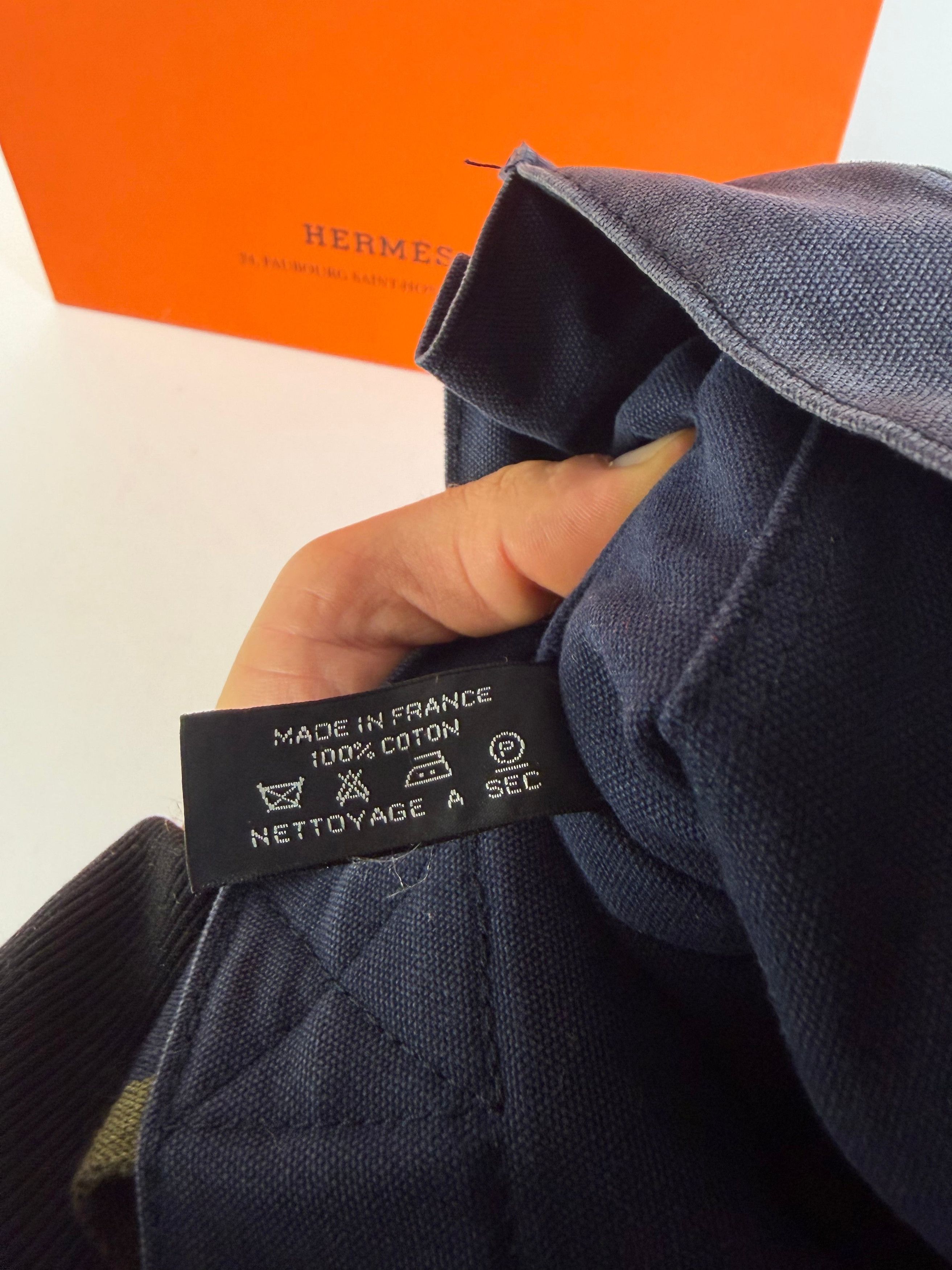 Hermes Vintage Hermès Canvas Tote Navy Olive Green Size ONE SIZE - 5 Thumbnail