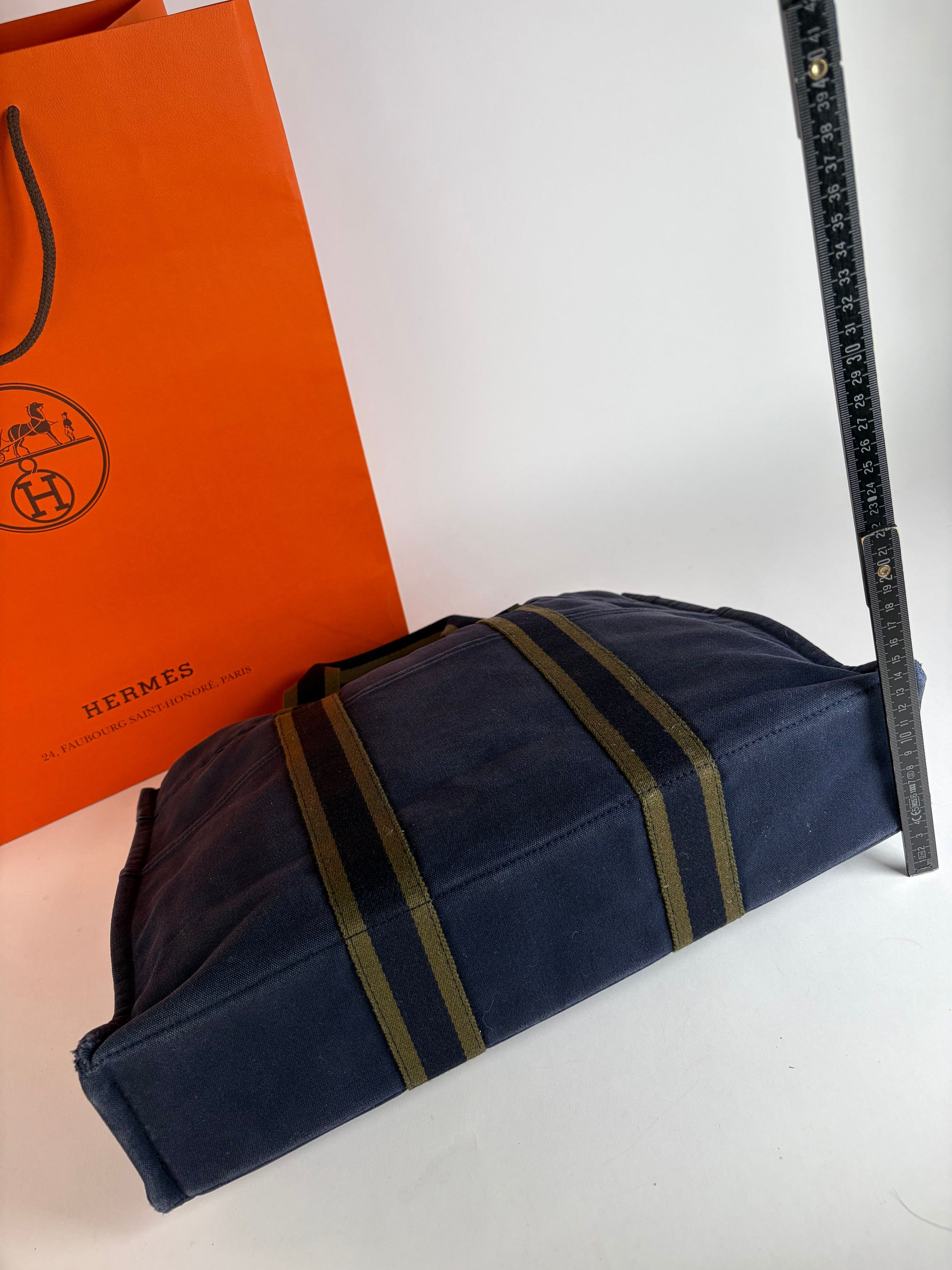 Hermes Vintage Hermès Canvas Tote Navy Olive Green Size ONE SIZE - 12 Thumbnail