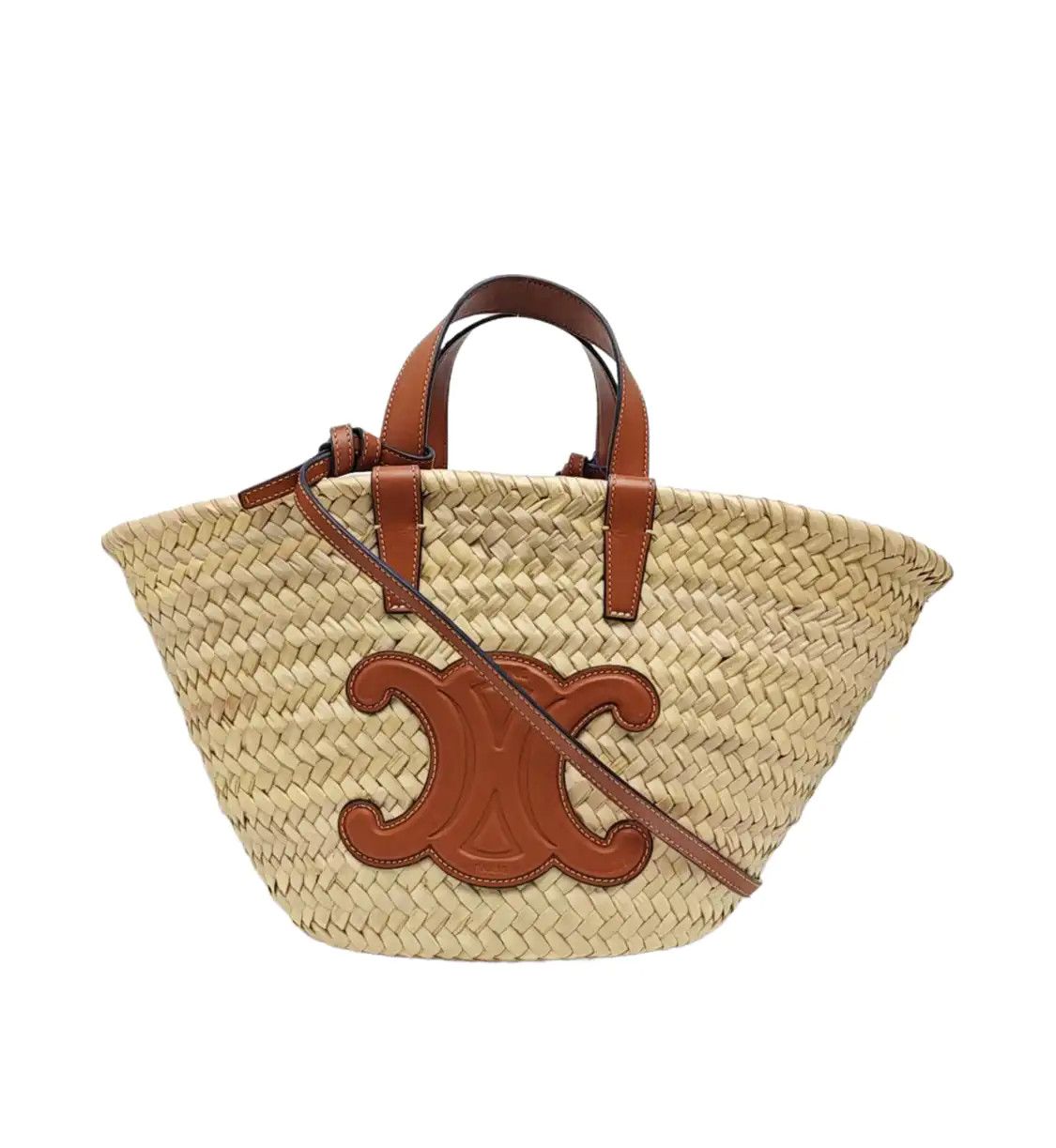 Celine CELINE TEEN TRIOMPHE CELINE CLASSIC beige straw woven shoulder bag Size ONE SIZE - 2 Thumbnail
