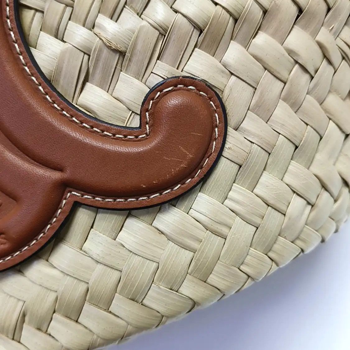 Celine CELINE TEEN TRIOMPHE CELINE CLASSIC beige straw woven shoulder bag Size ONE SIZE - 9 Thumbnail
