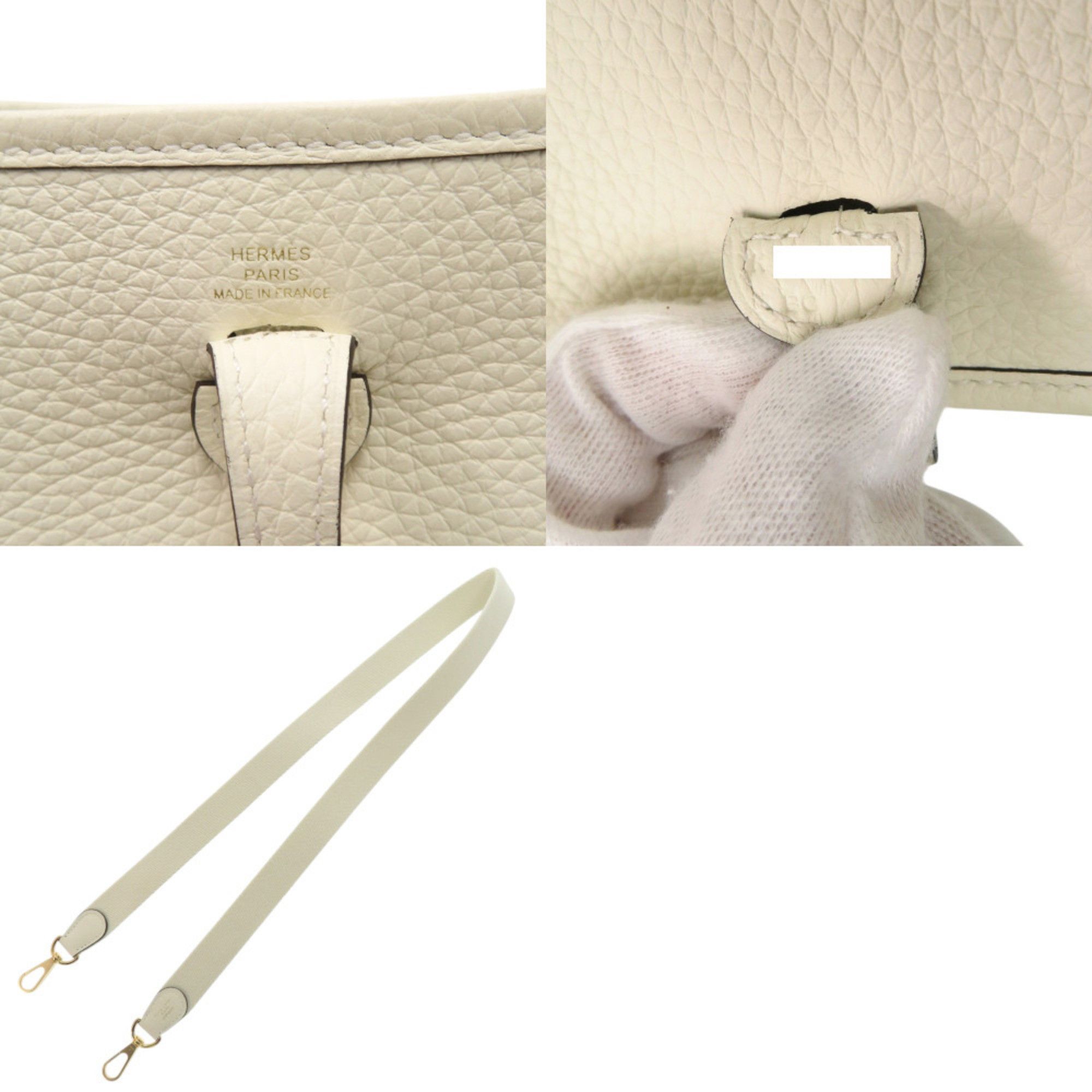 Hermes Hermes Evelyne TPM 16 Short Strap Taurillon Clemence Cream Shoulder Bag, K Stamp (2025), White, 0606HERMES Size ONE SIZE - 7 Thumbnail