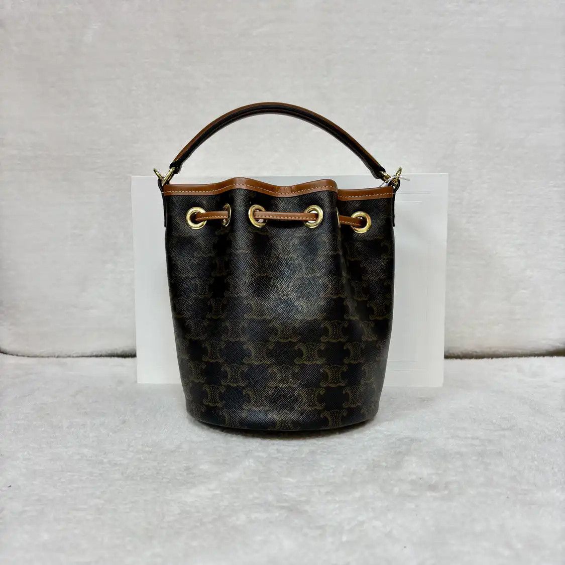 Celine CELINE CLARA Teen yellow browncoated canvas Triomphe crossbody bag Size ONE SIZE - 5 Thumbnail