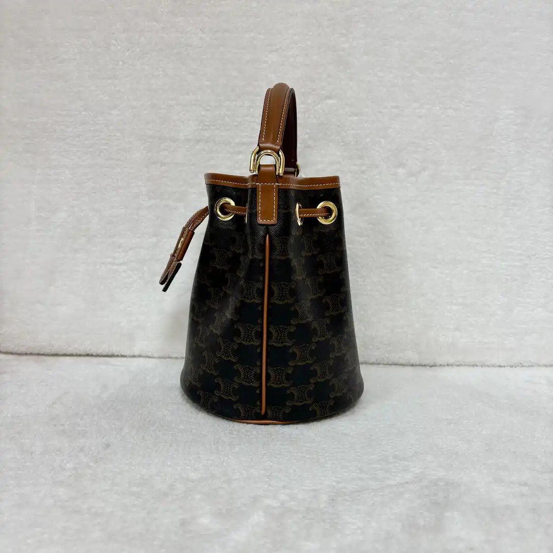 Celine CELINE CLARA Teen yellow browncoated canvas Triomphe crossbody bag Size ONE SIZE - 4 Thumbnail