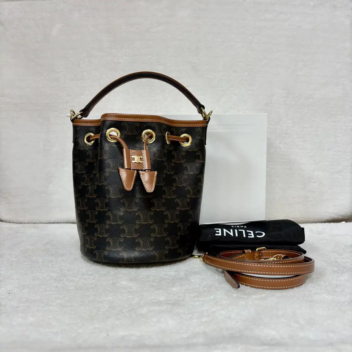 Celine CELINE CLARA Teen yellow browncoated canvas Triomphe crossbody bag Size ONE SIZE - 2 Thumbnail