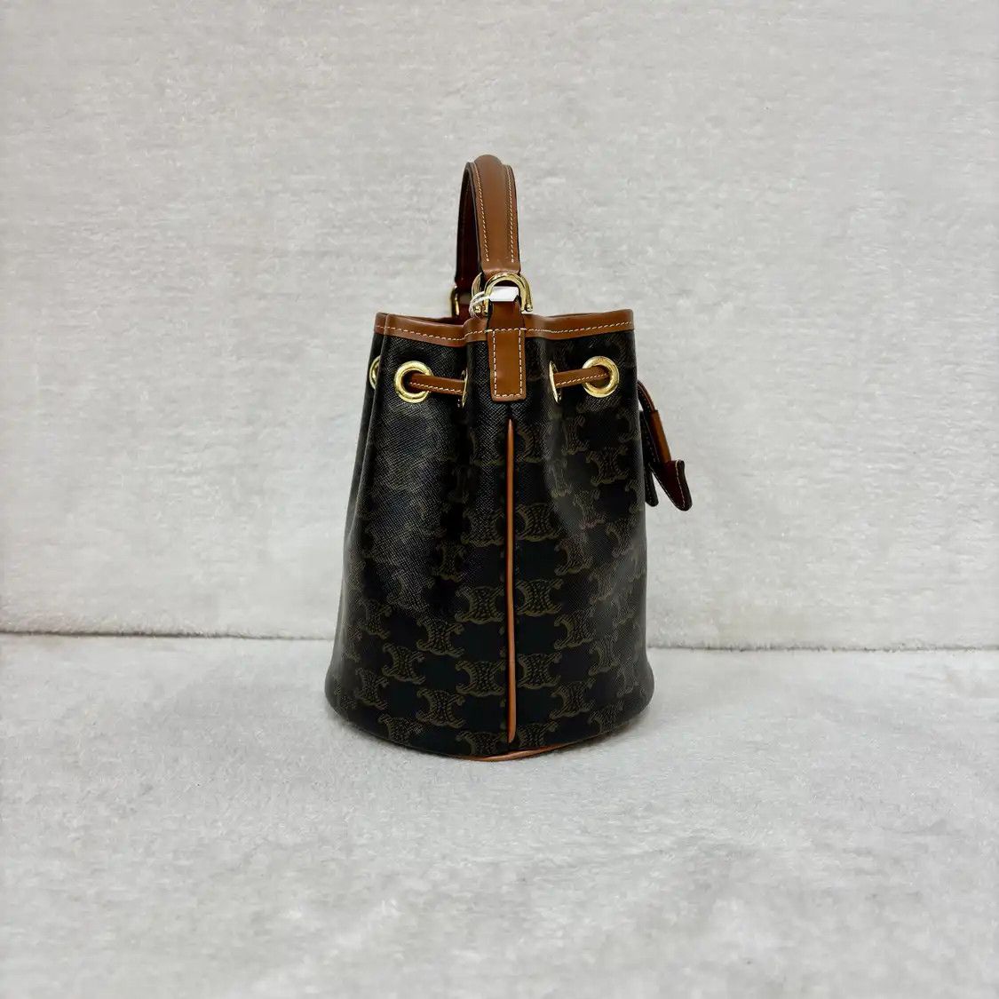Celine CELINE CLARA Teen yellow browncoated canvas Triomphe crossbody bag Size ONE SIZE - 3 Thumbnail