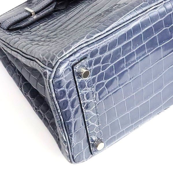 Hermes HERMES Birkin 30 Croco Niloticus Blue Bag Size ONE SIZE - 4 Thumbnail