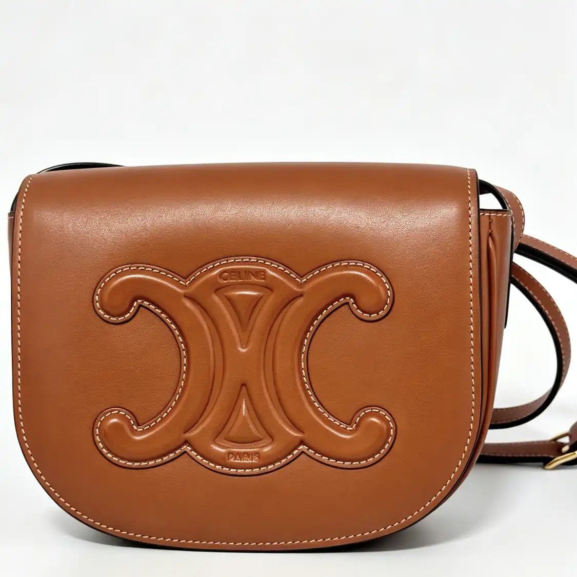 Celine CELINE FOLCO CUIR TRIOMPHE Small brown cowhide leather crossbody bag Size ONE SIZE - 2 Thumbnail