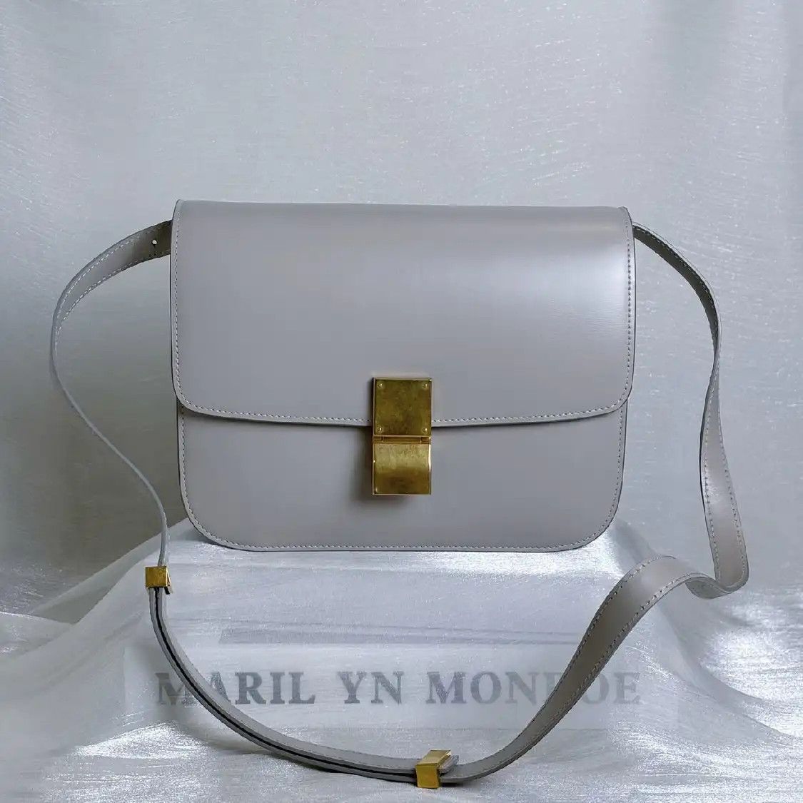 Celine CELINE CLASSIC BOX Medium grey cowhide leather tofu bag crossbody bag gold hardw Size ONE SIZE - 7 Thumbnail